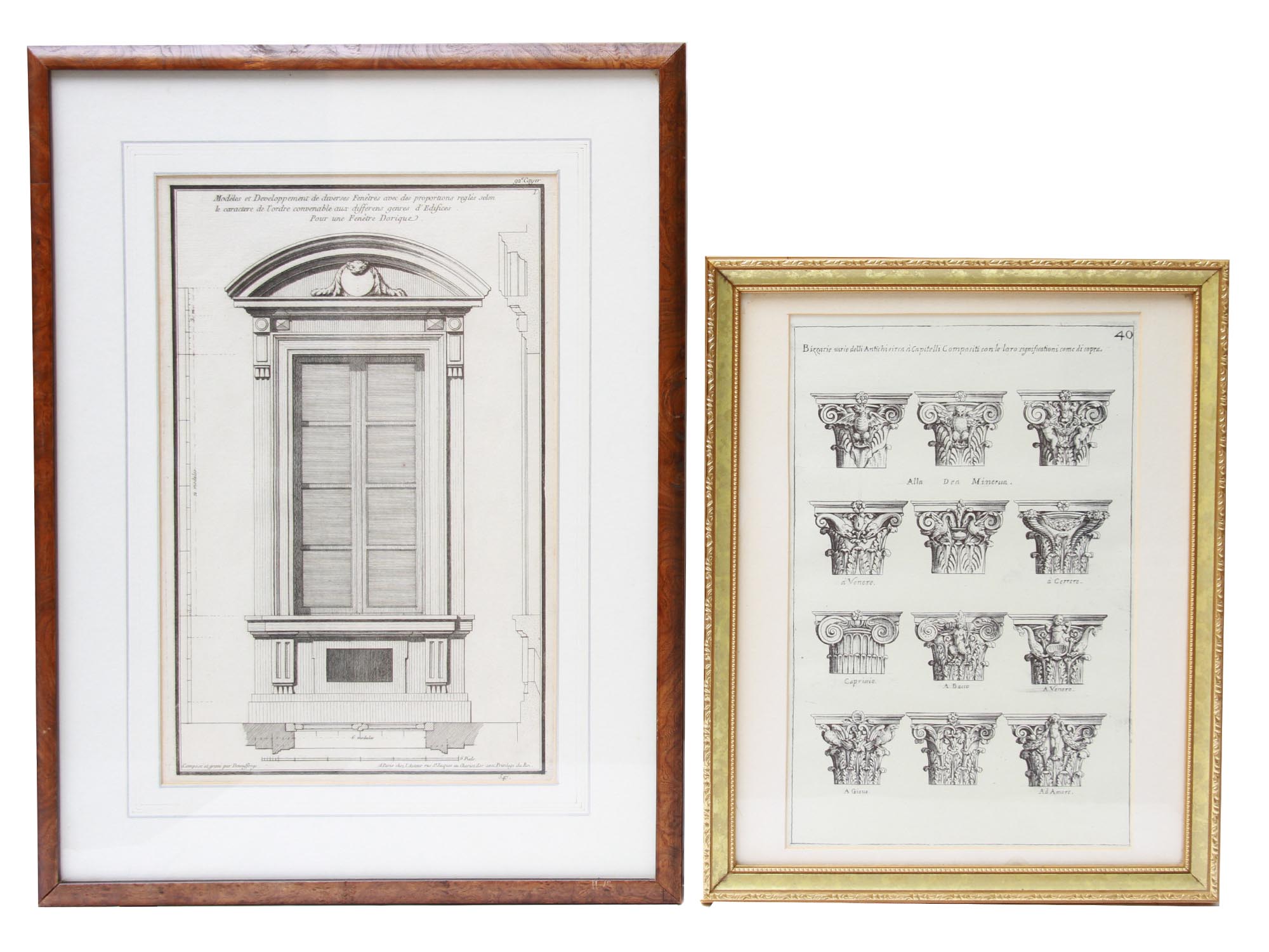 PAIR OF ANTIQUE ARCHITECTURAL DESIGN PRINTS 19 C. PIC-0