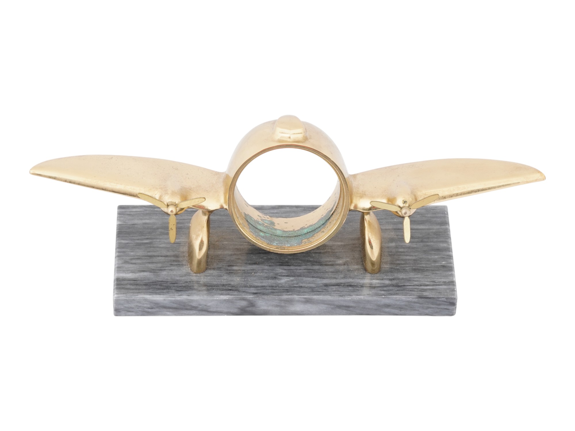 1980S SHANNON SARSAPARILLA BRASS AIRPLANE DESK CLOCK PIC-5