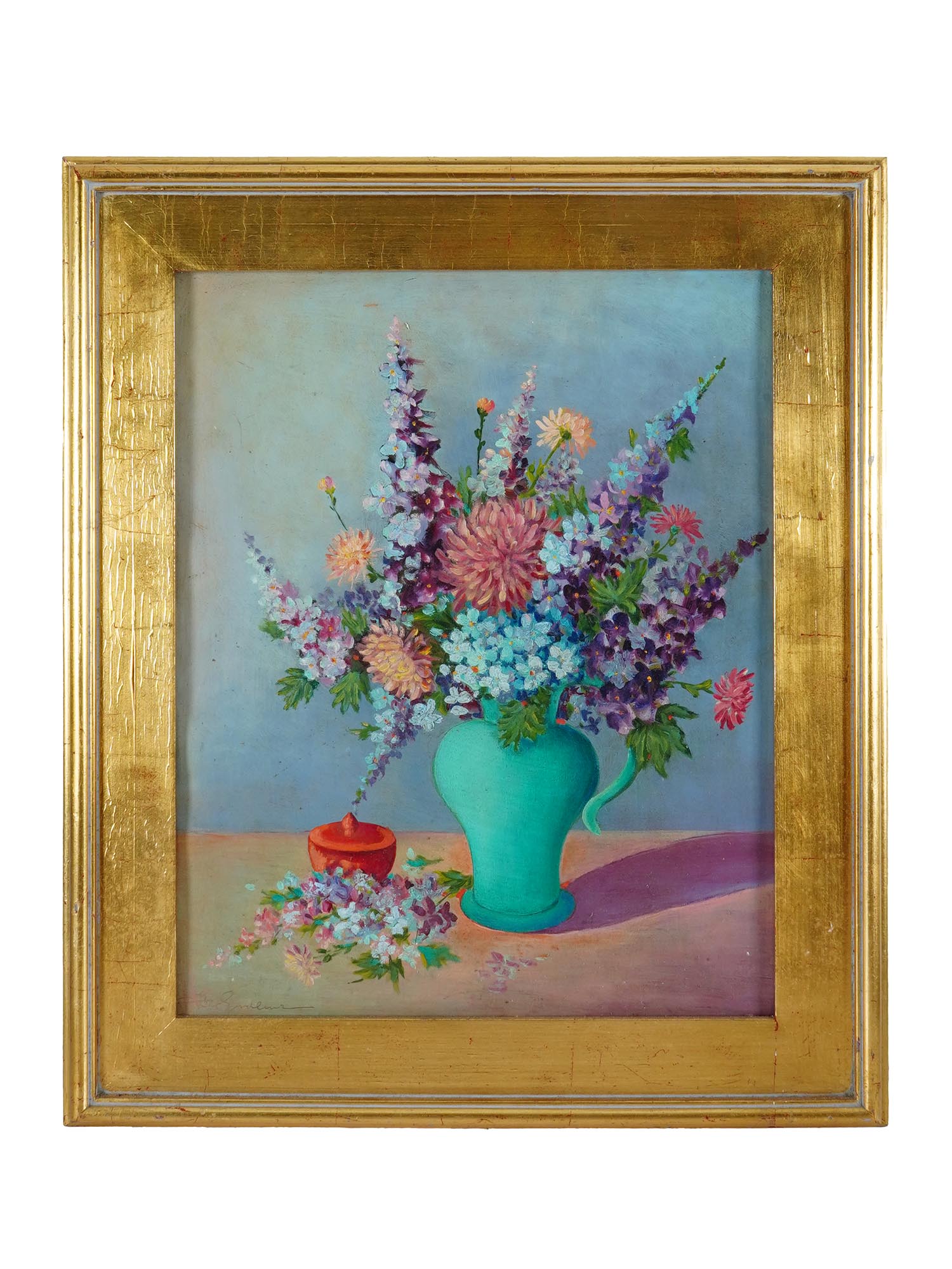 VINTAGE FLORAL STILL LIFE OIL PAINTING SIGNED PIC-