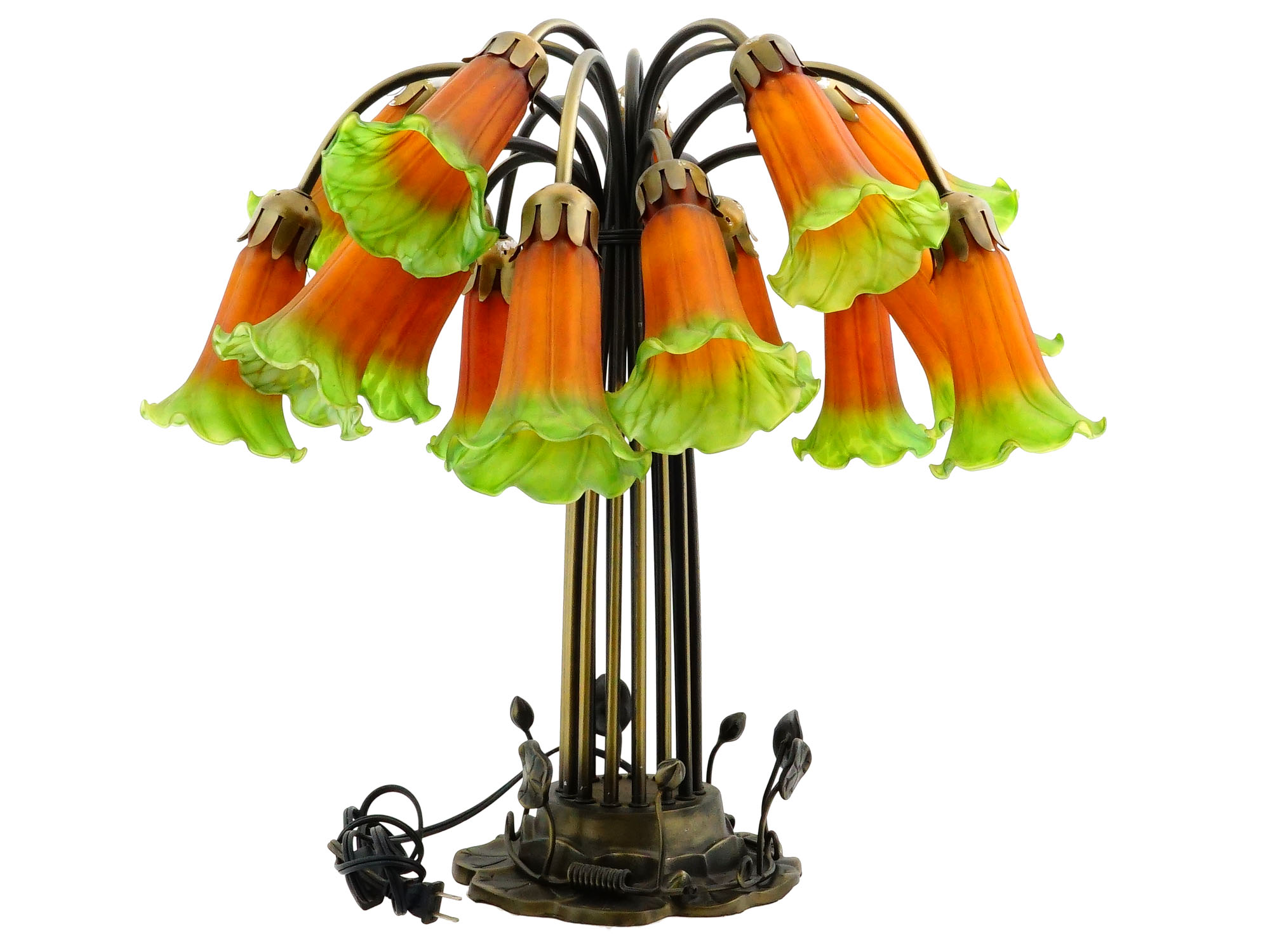 MID 20TH CEN TIFFANY STYLE WATER LILY DESK LAMP PIC-