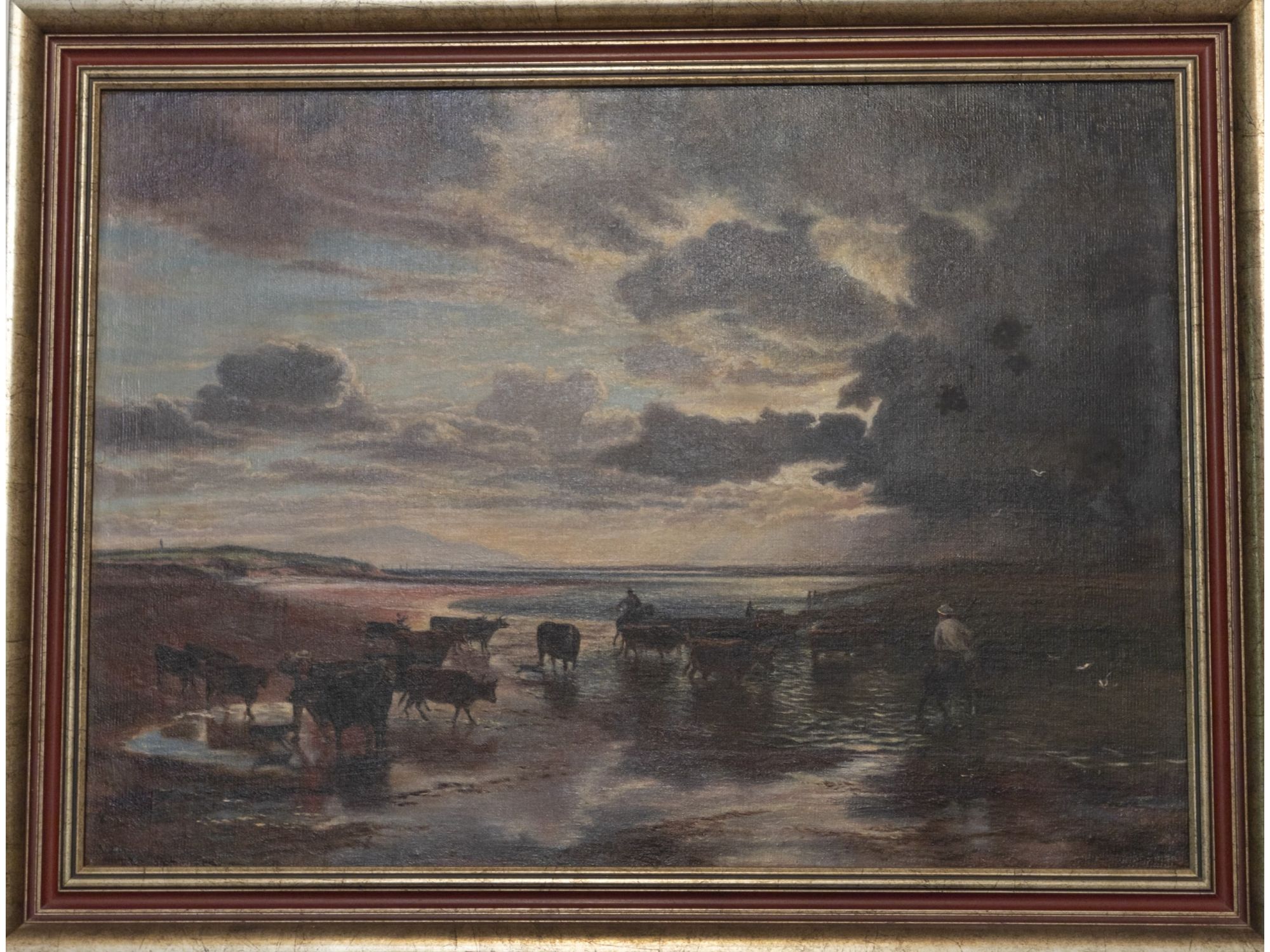OIL PAINTING-“AFTER SAMUEL BOUGH- CATTLE CROSSING SOLWAY” PIC-