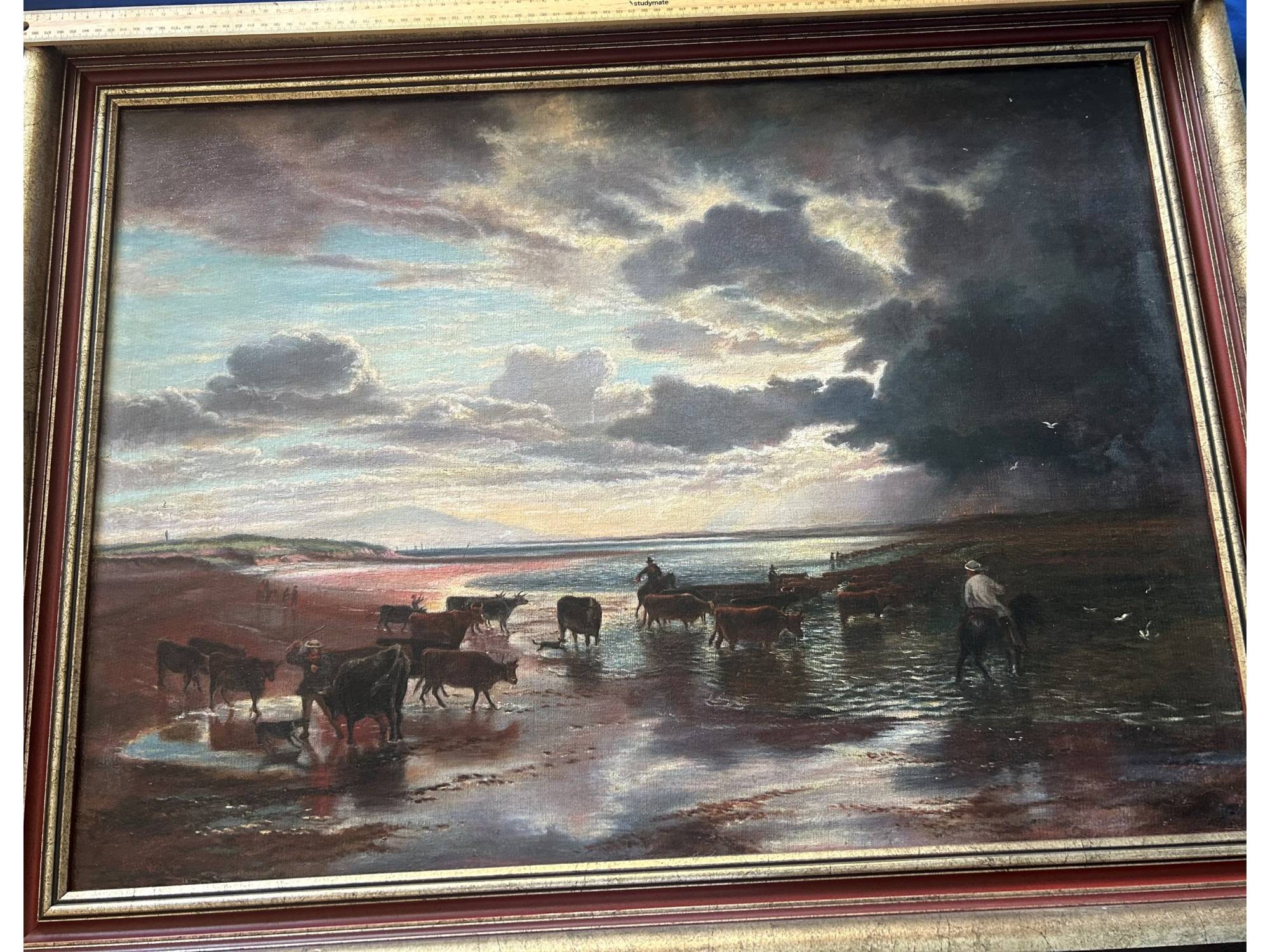 OIL PAINTING-“AFTER SAMUEL BOUGH- CATTLE CROSSING SOLWAY” PIC-4