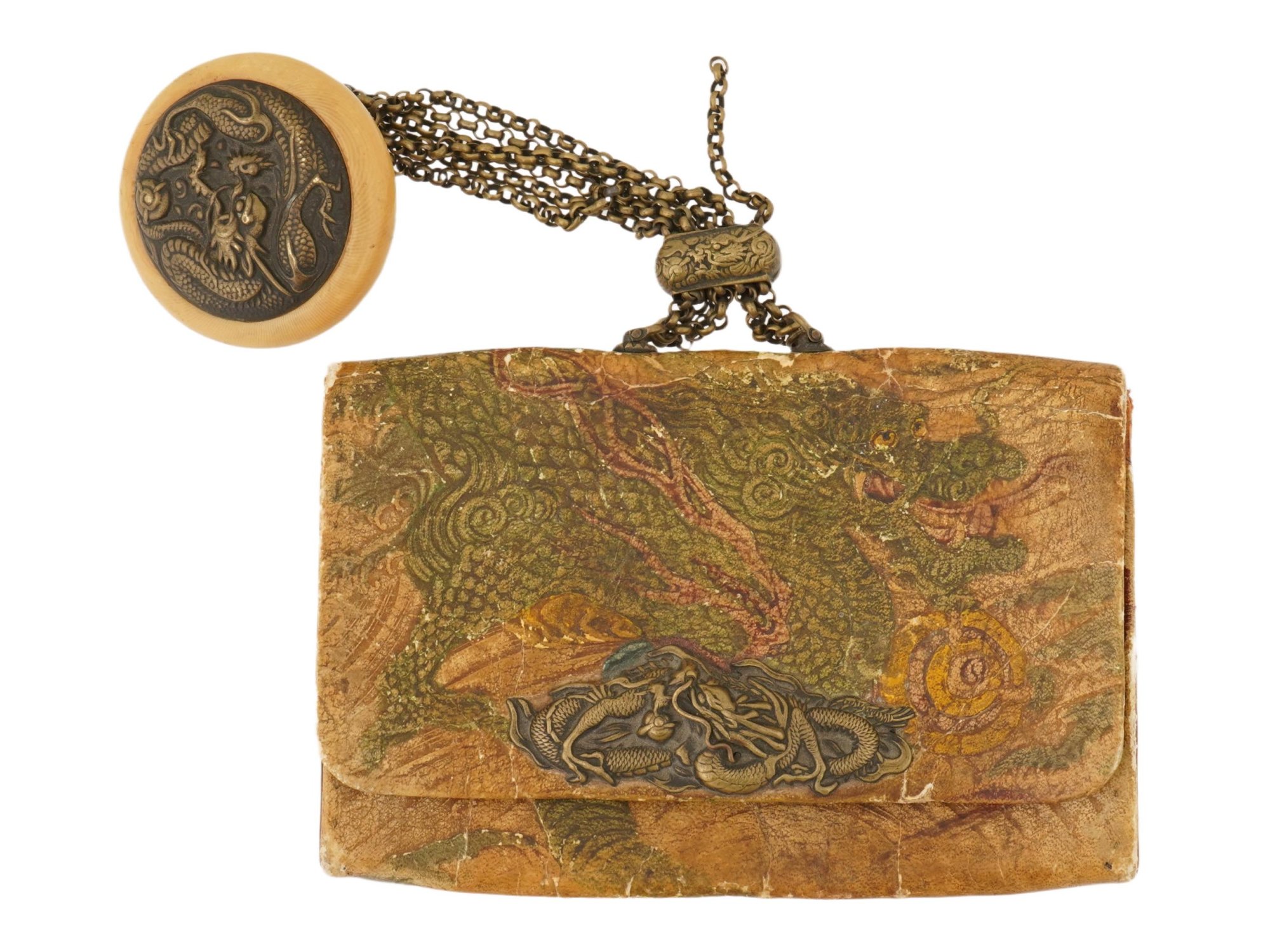 JAPANESE MEIJI EMBROIDERED SAGEMONO COIN PURSE PIC-