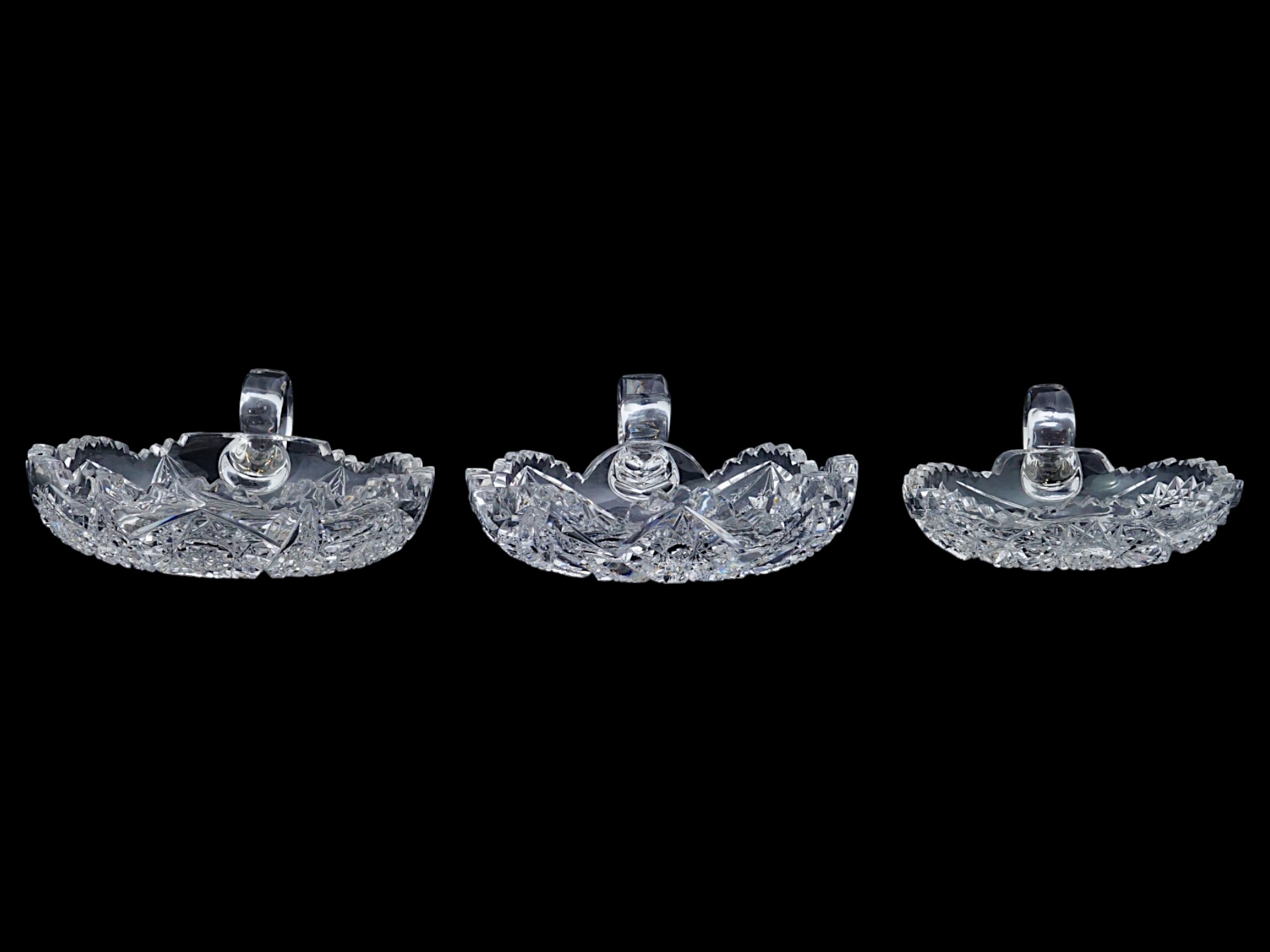 CRYSTAL GLASS CANDY BOWLS PRESENTED IN 3 SIZES PIC-3