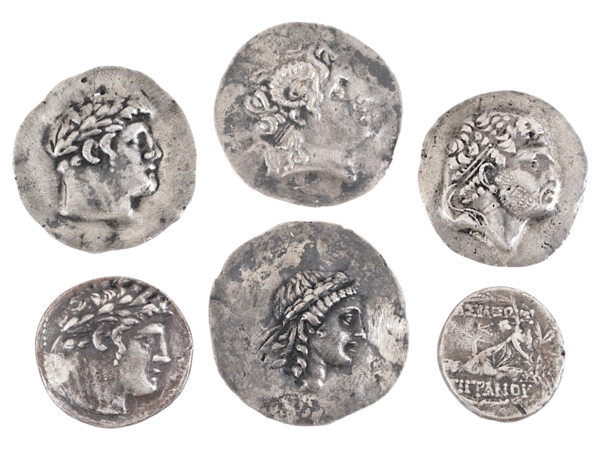 LOT OF SIX ANCIENT GREEK TETRADRACHMS SILVER COINS PIC-