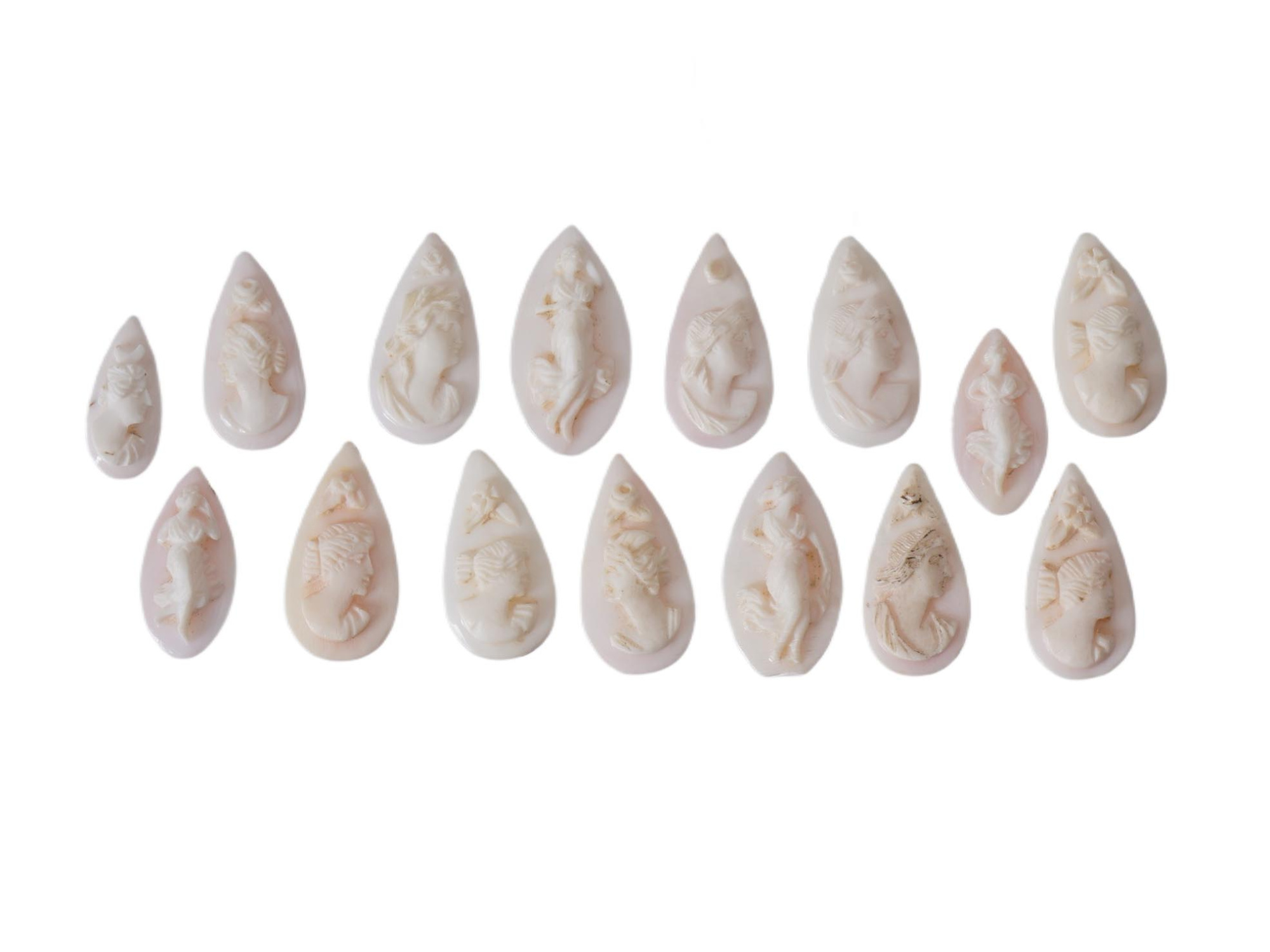 COLLECTION OF FEMALE PORTRAIT CARVED CORAL CAMEOS PIC-