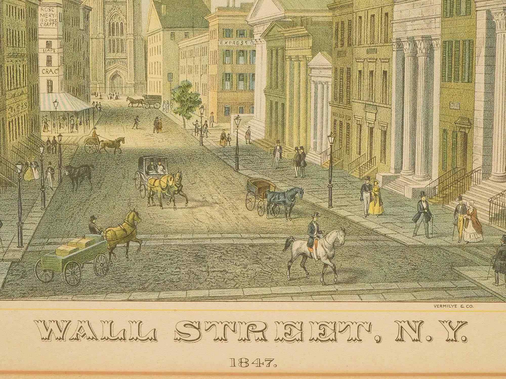 1847 ENGRAVING WALL STREET NY AFTER AUGUST KOELLNER PIC-2