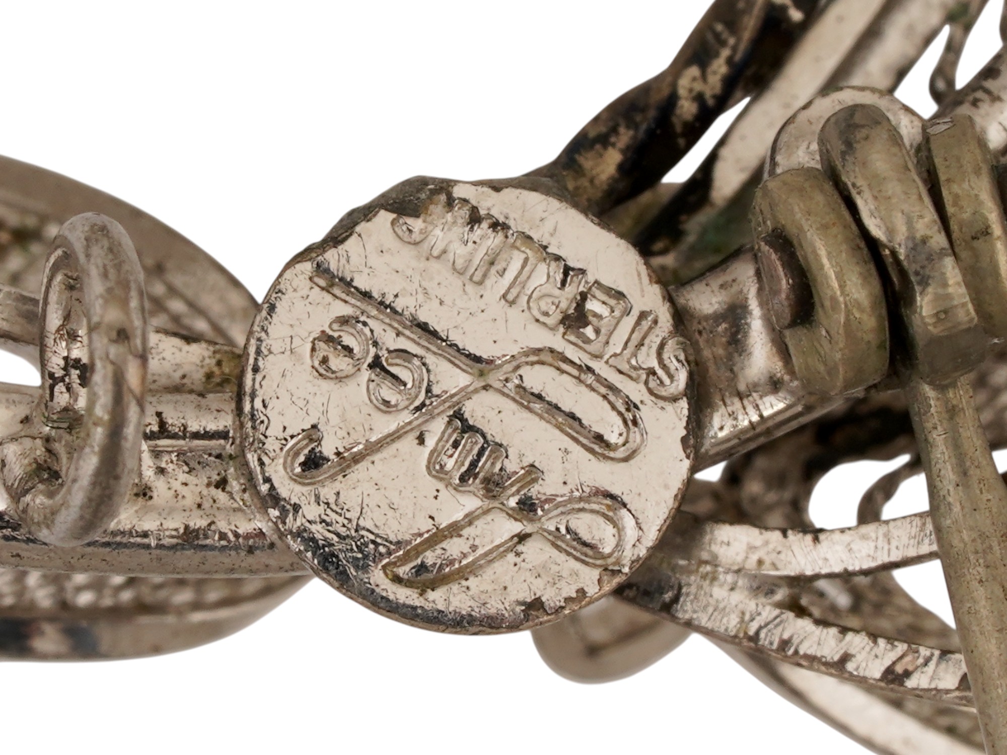 AM LEE STERLING SILVER FLOWER BROOCH W RHINESTONES PIC-5