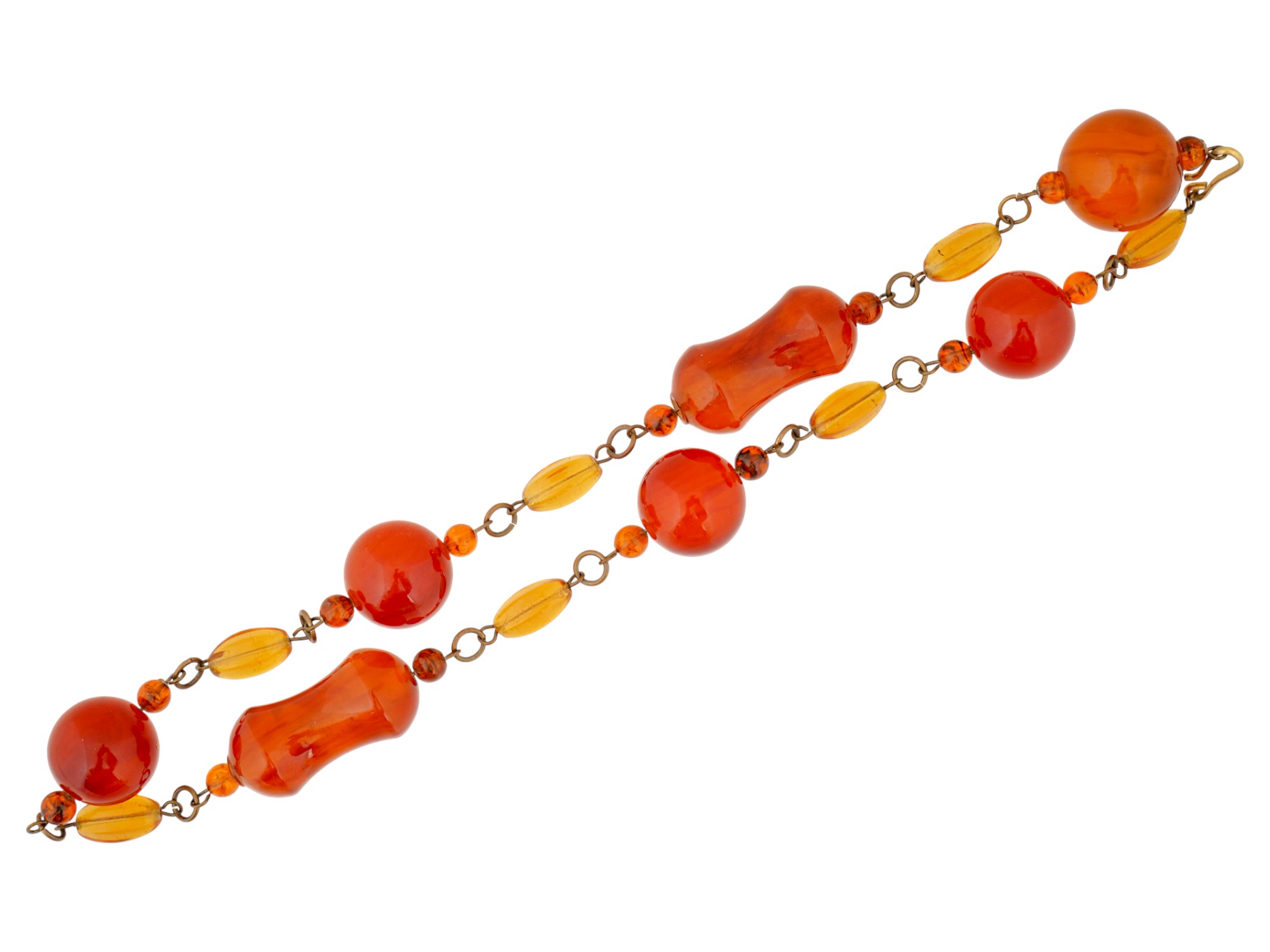 LARGE VINTAGE AMBER AND BAKELITE NECKLACE PIC-1