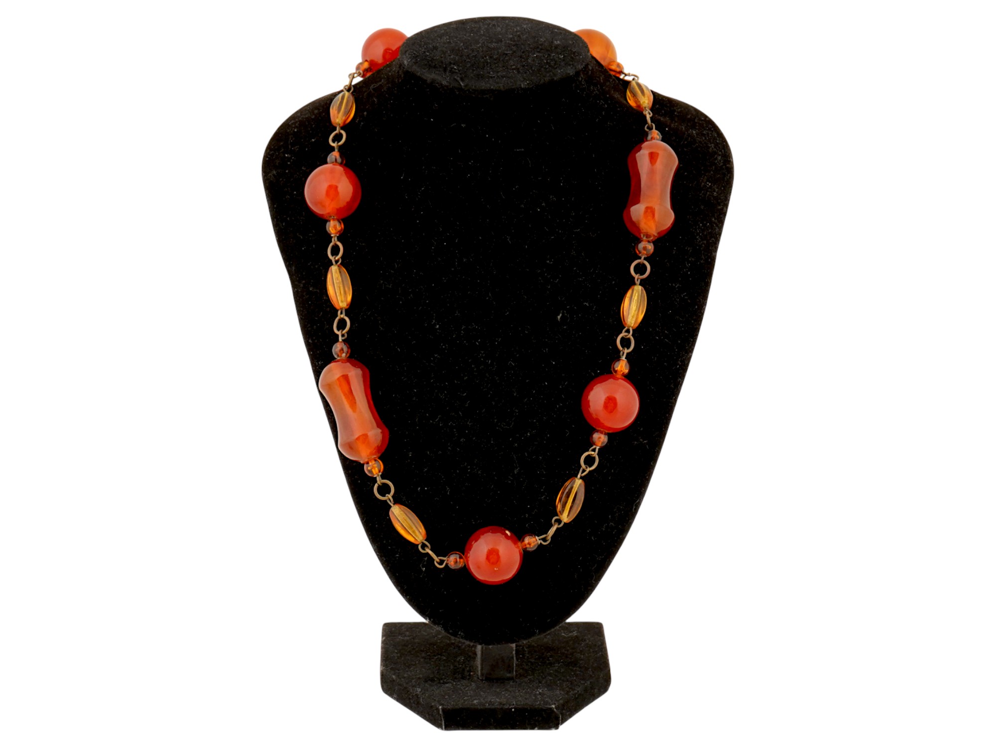 LARGE VINTAGE AMBER AND BAKELITE NECKLACE PIC-
