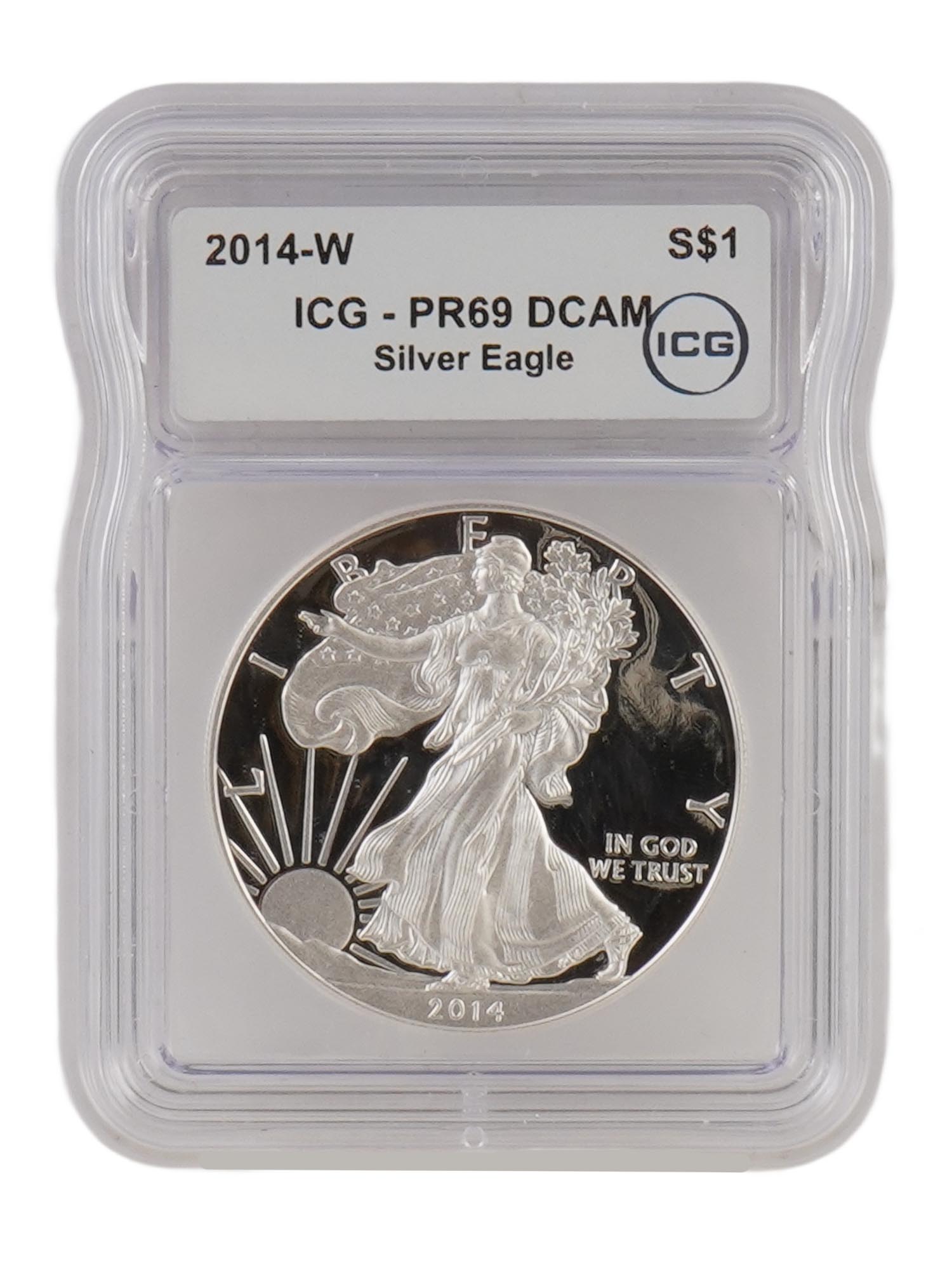 2014 AMERICAN SILVER EAGLE GRADED 1OZ 1 DOLLAR COIN PIC-