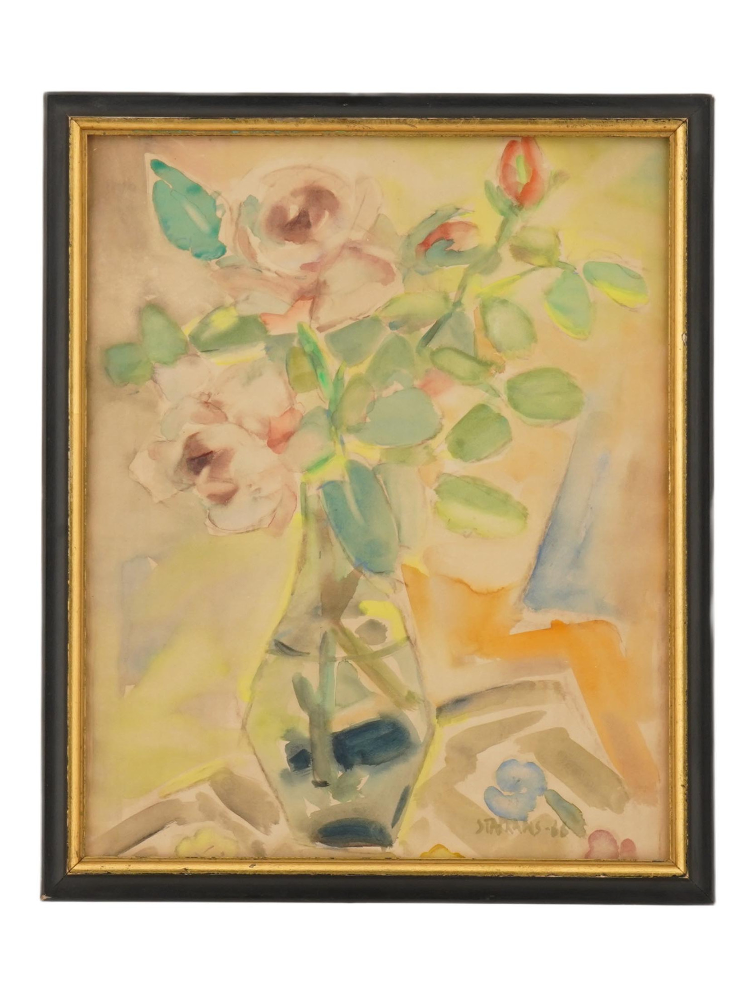 FLORAL WATERCOLOR PAINTING SIGNED RAIMONDS STAPRANS PIC-