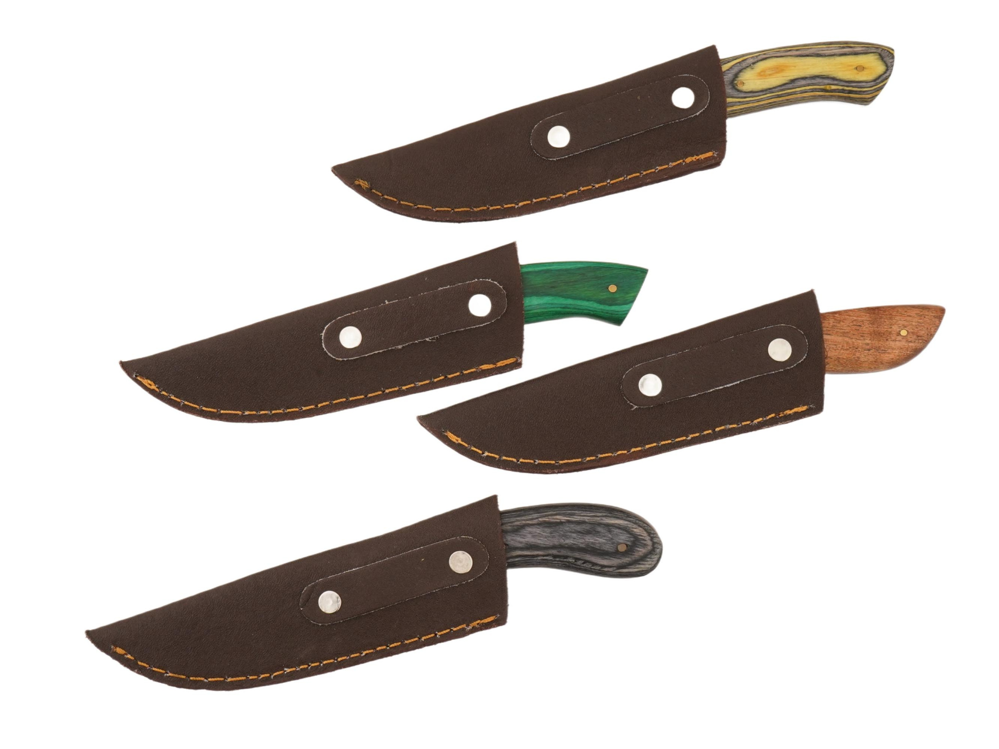 COLLECTION OF DAMASCUS STEEL FIXED BLADE HUNTING KNIVES PIC-1