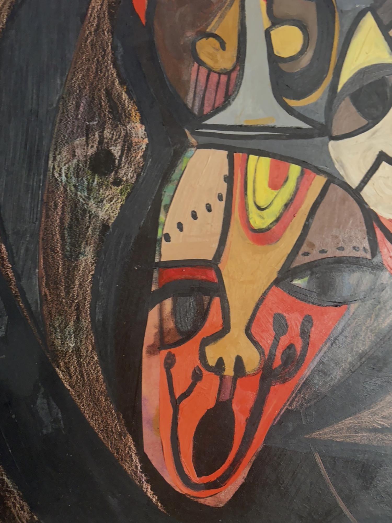 CANADIAN PAINTING FACES SIGNED NORVAL MORRISSEAU PIC-2