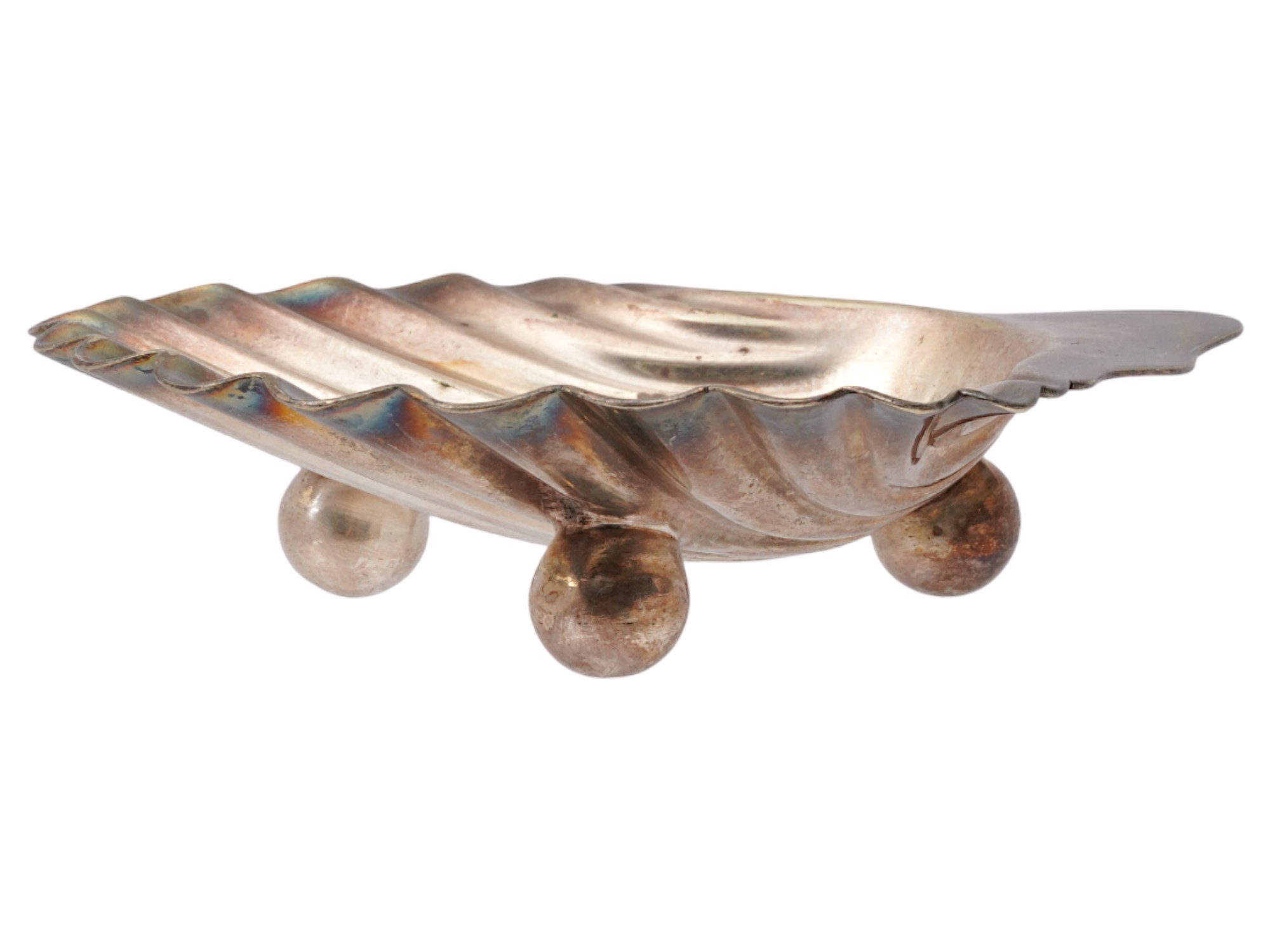 ANTIQUE SILVER PLATED SHELL FORM DISH WALKER AND HALL PIC-2