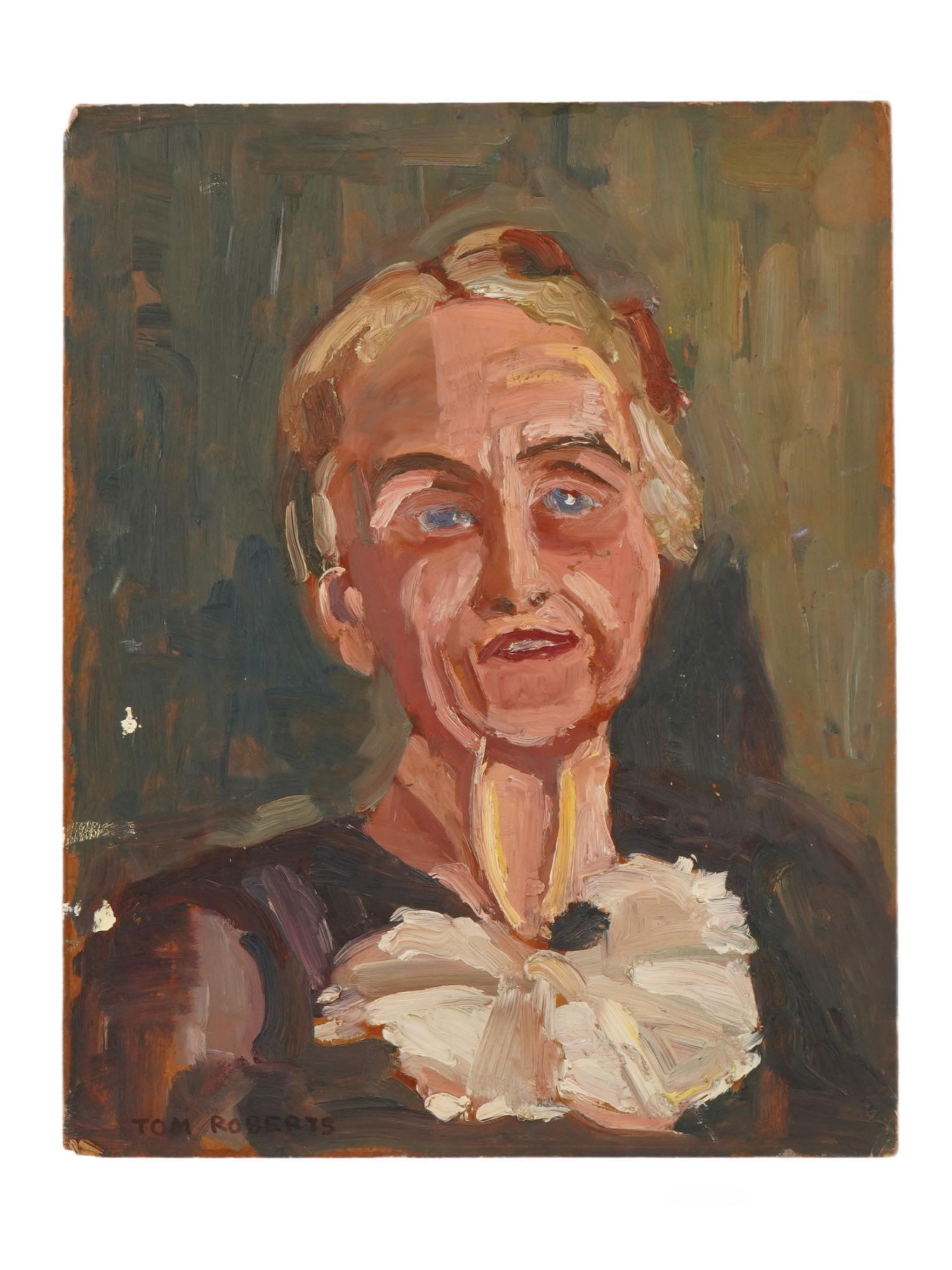 VINTAGE OIL ON BOARD PAINTING SIGNED TOM ROBERTS PIC-