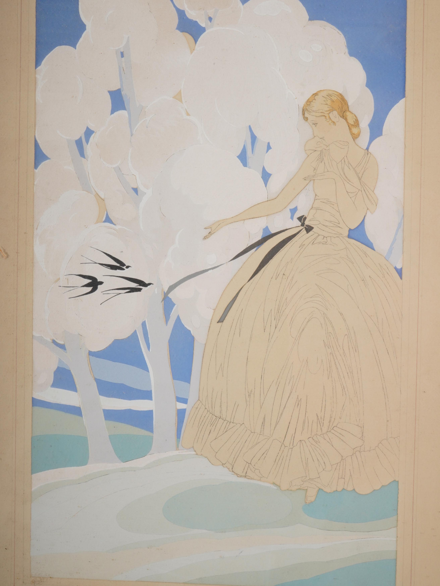 GHERRI MORO TWO ART DECO POCHOIR GOUACHE ILLUSTRATIONS PIC-2