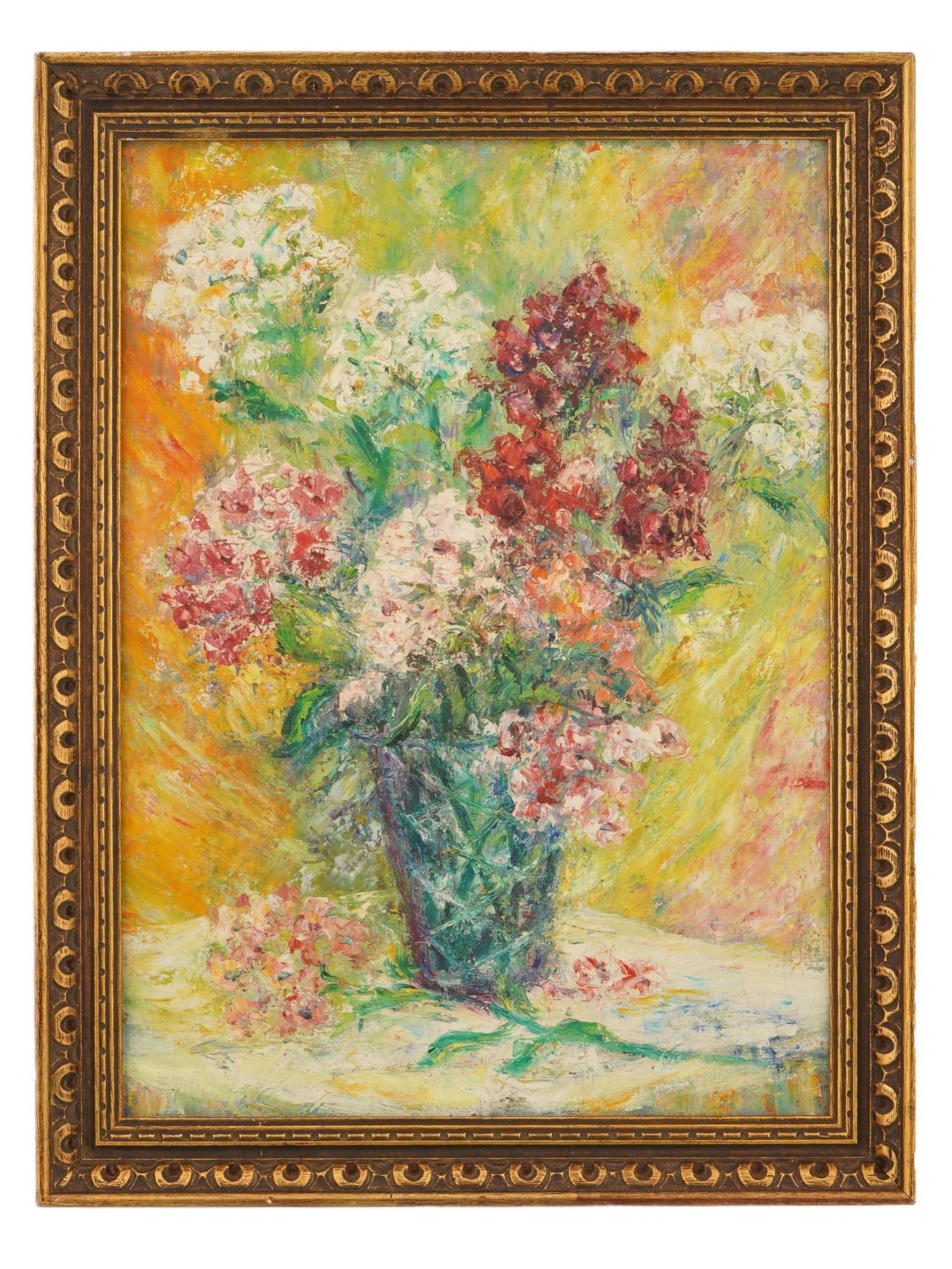 VTG IMPRESSIONIST FLORAL STILL LIFE OIL PAINTING PIC-