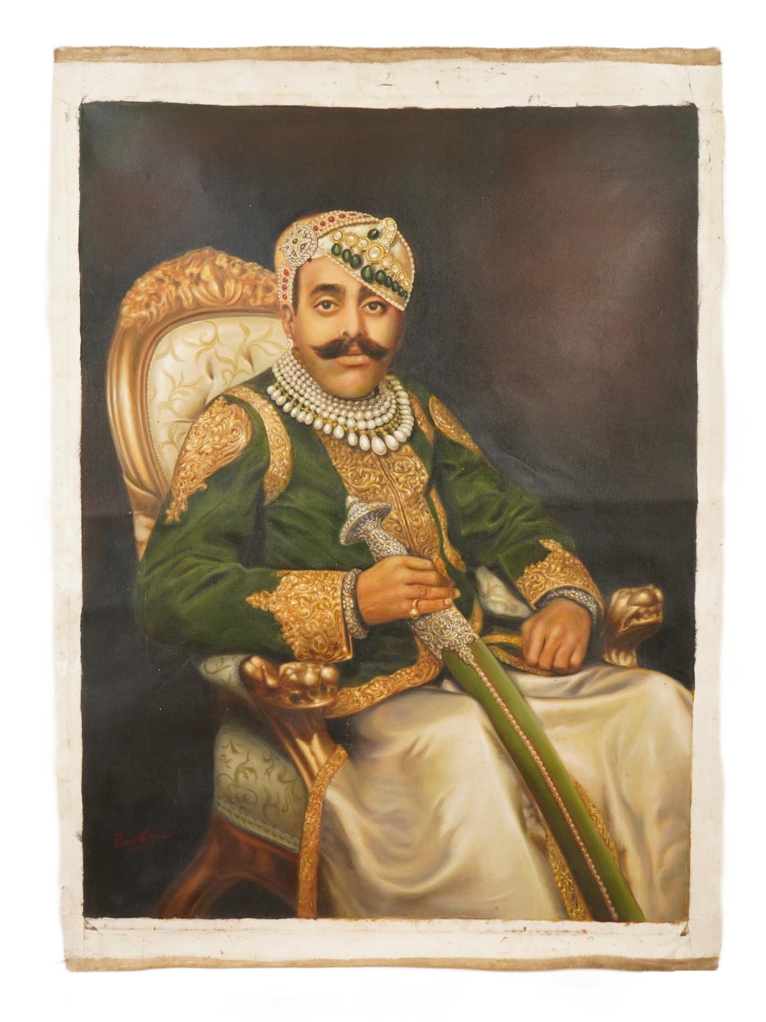 INDIAN PORTRAIT OIL PAINTING SIGNED RAJA RAVI VARMA PIC-