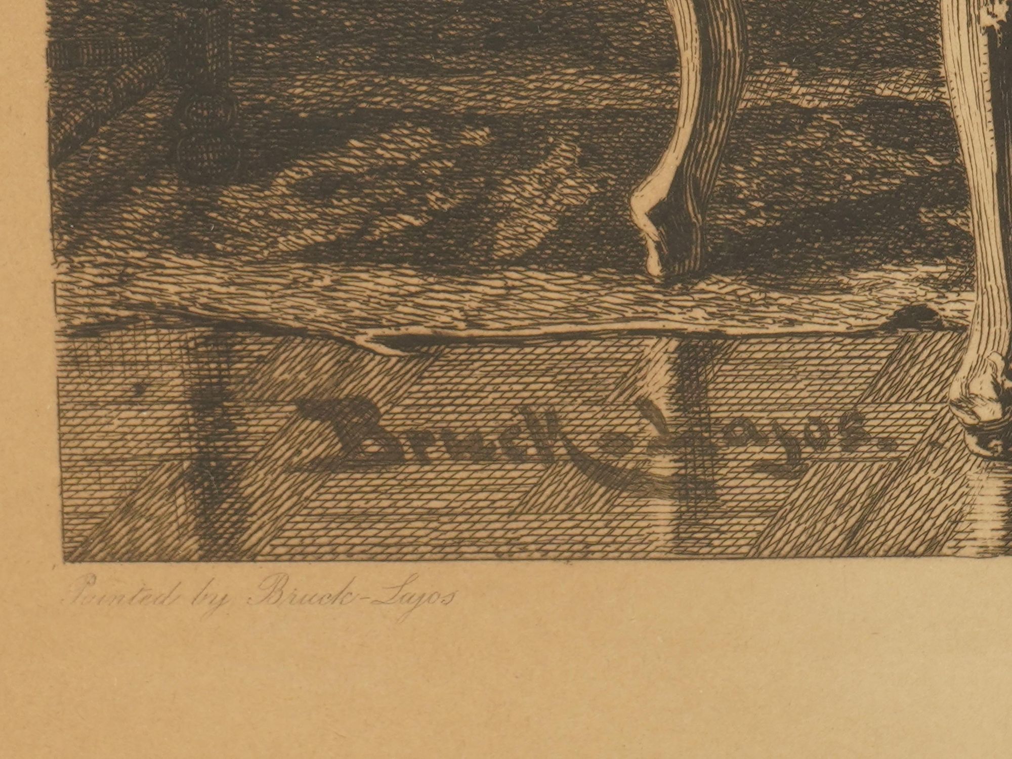 ANTIQUE ETCHING QUARTETT LOWENSTAM AFTER LAJOS BRUCK PIC-3