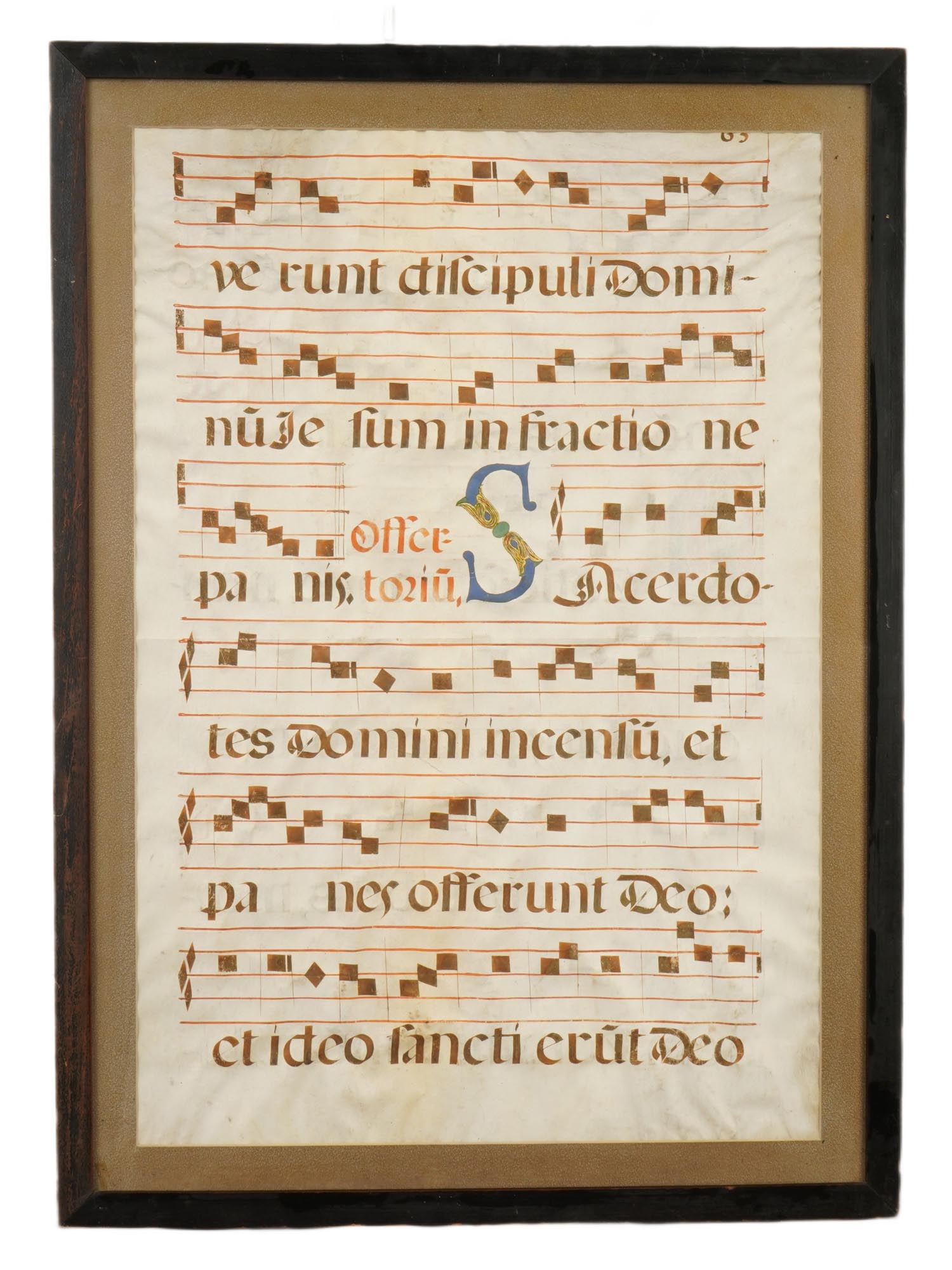 ANTIQUE ANTIPHONARY MUSIC LEAF MEDIEVAL CHOIR BOOK PIC-
