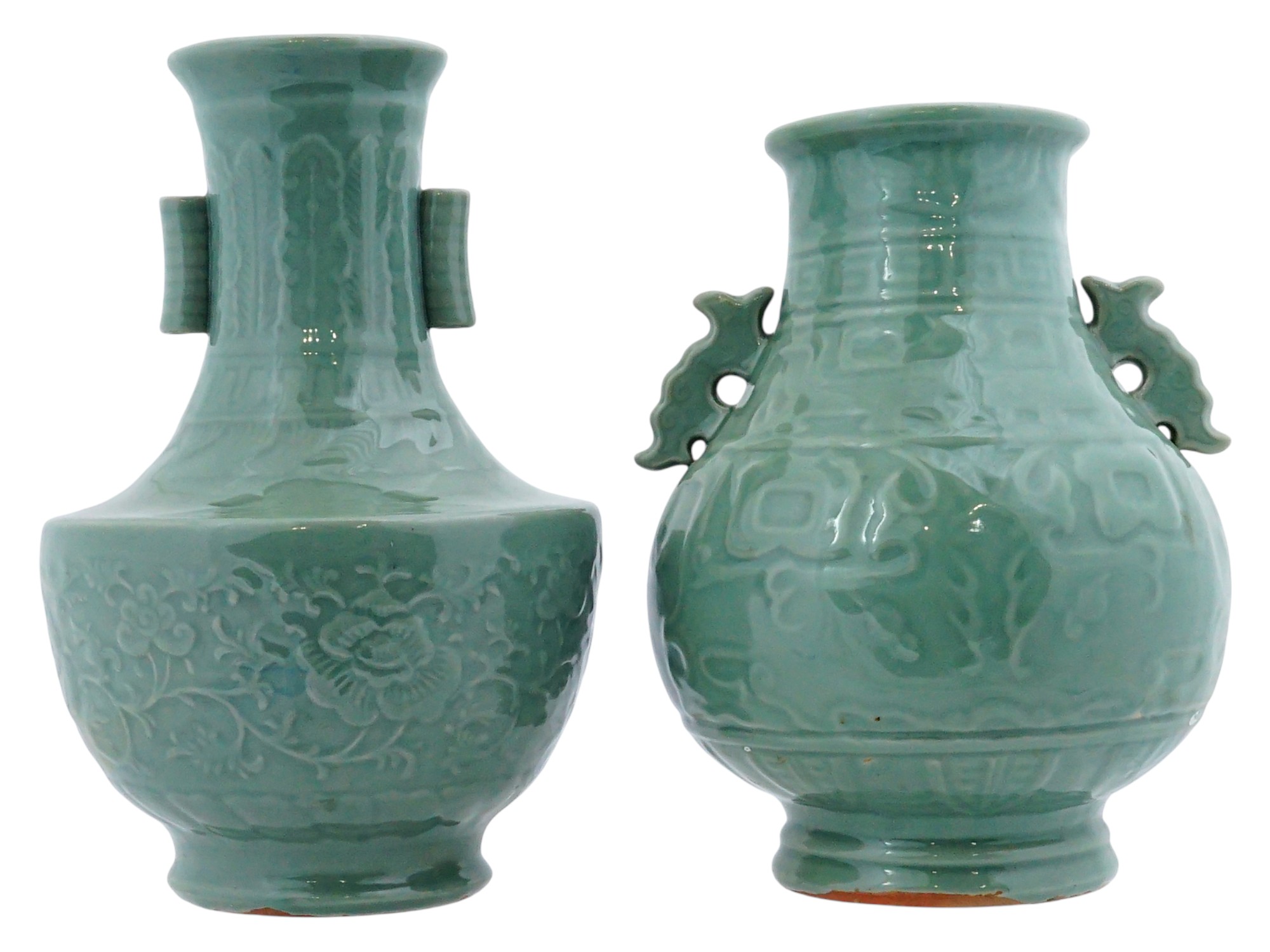 PAIR OF VINTAGE CHINESE CELADON CERAMIC VASES PIC-