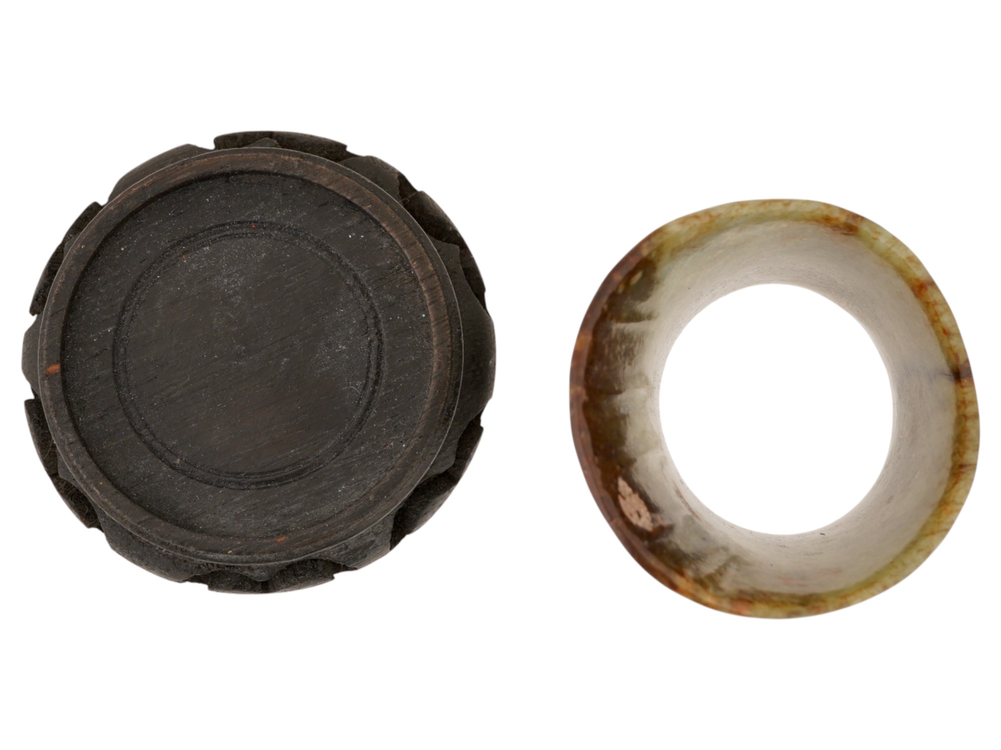 ANTIQUE CHINESE JADE HAIR ORNAMENT HORSE HOOF FORM PIC-6