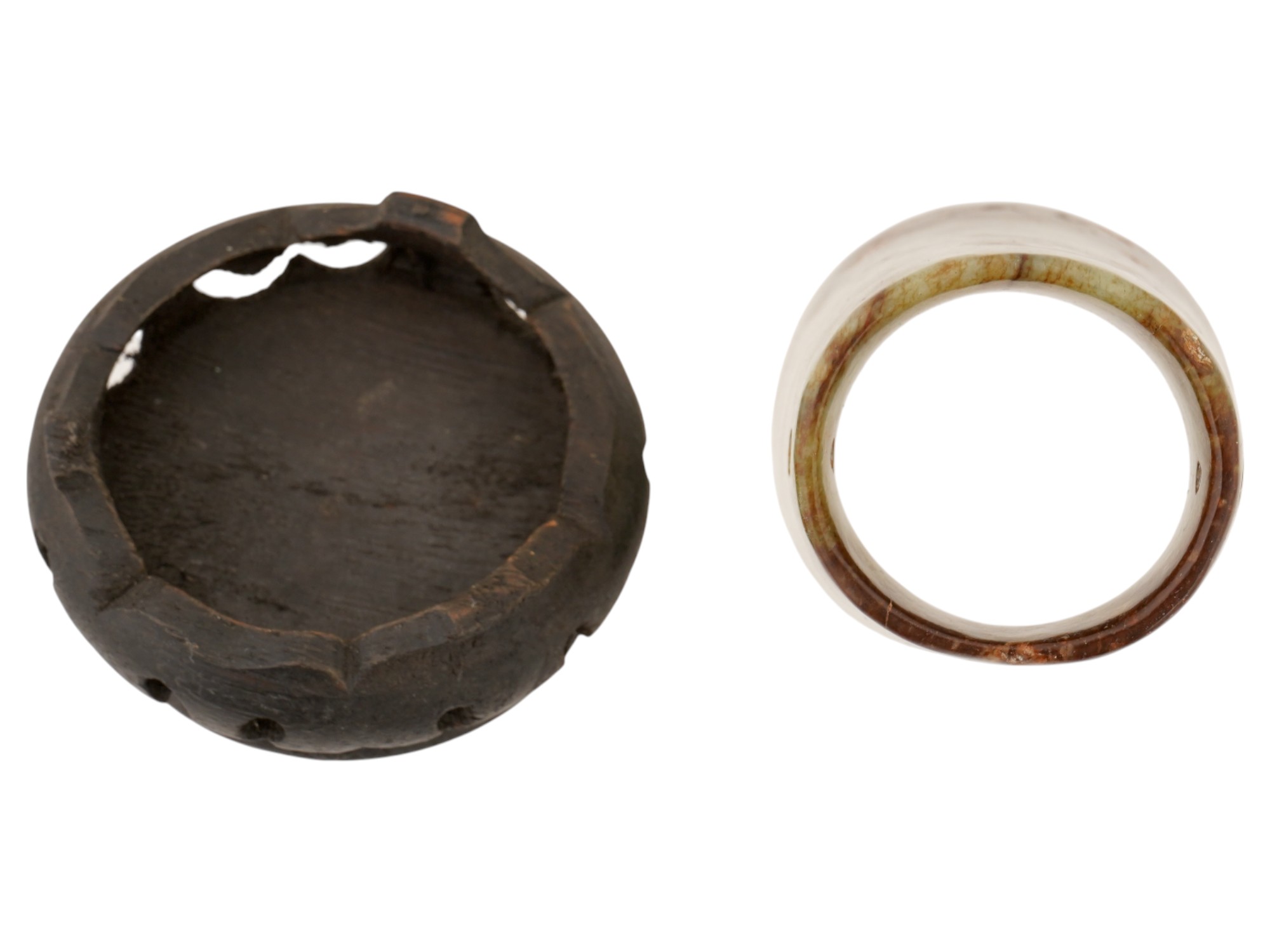 ANTIQUE CHINESE JADE HAIR ORNAMENT HORSE HOOF FORM PIC-5