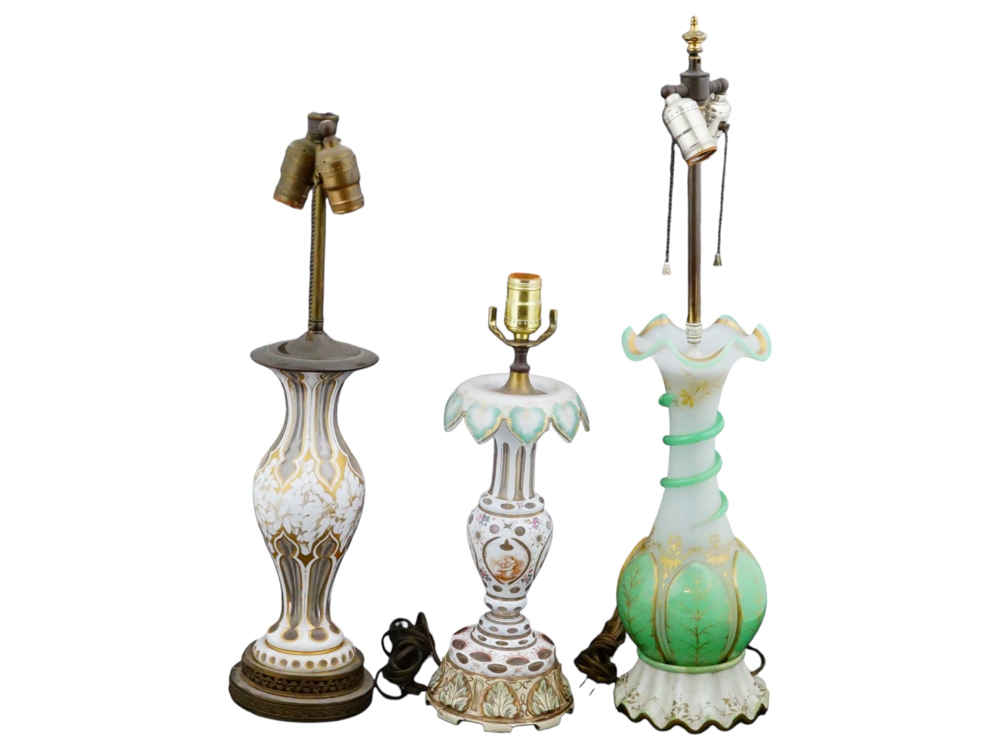 GROUP OF THREE BOHEMIAN GLASS TABLE LAMPS PIC-3