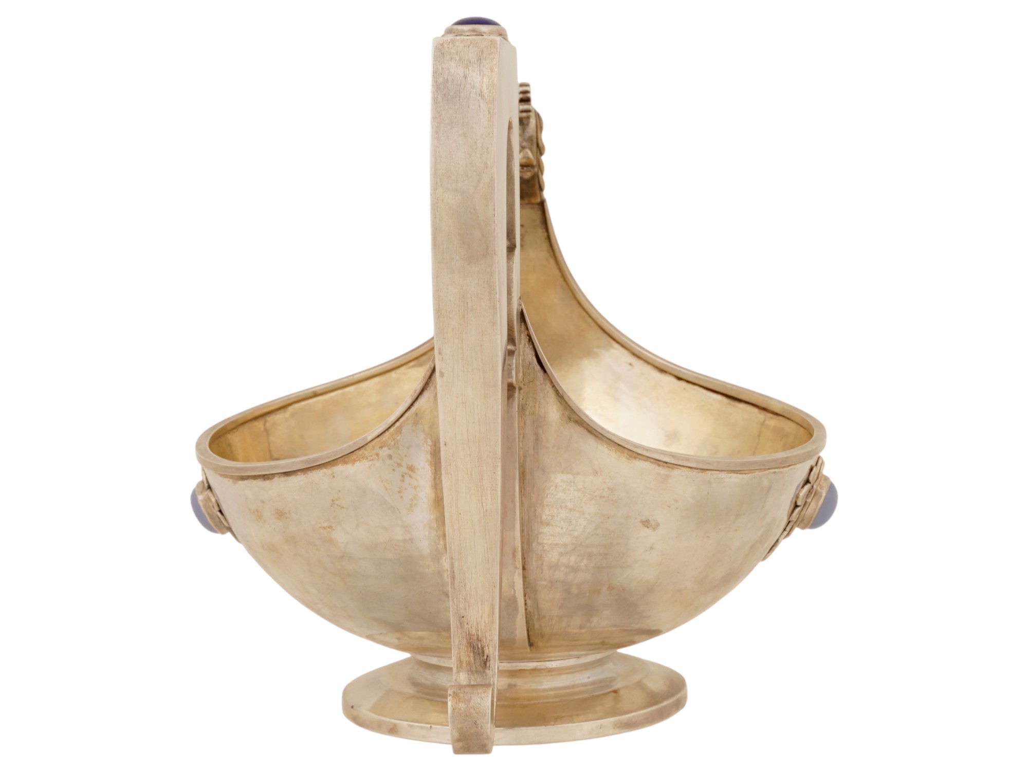 LARGE RUSSIAN SILVER GEMSTONES RUBY EYES ROOSTER KOVSH PIC-4