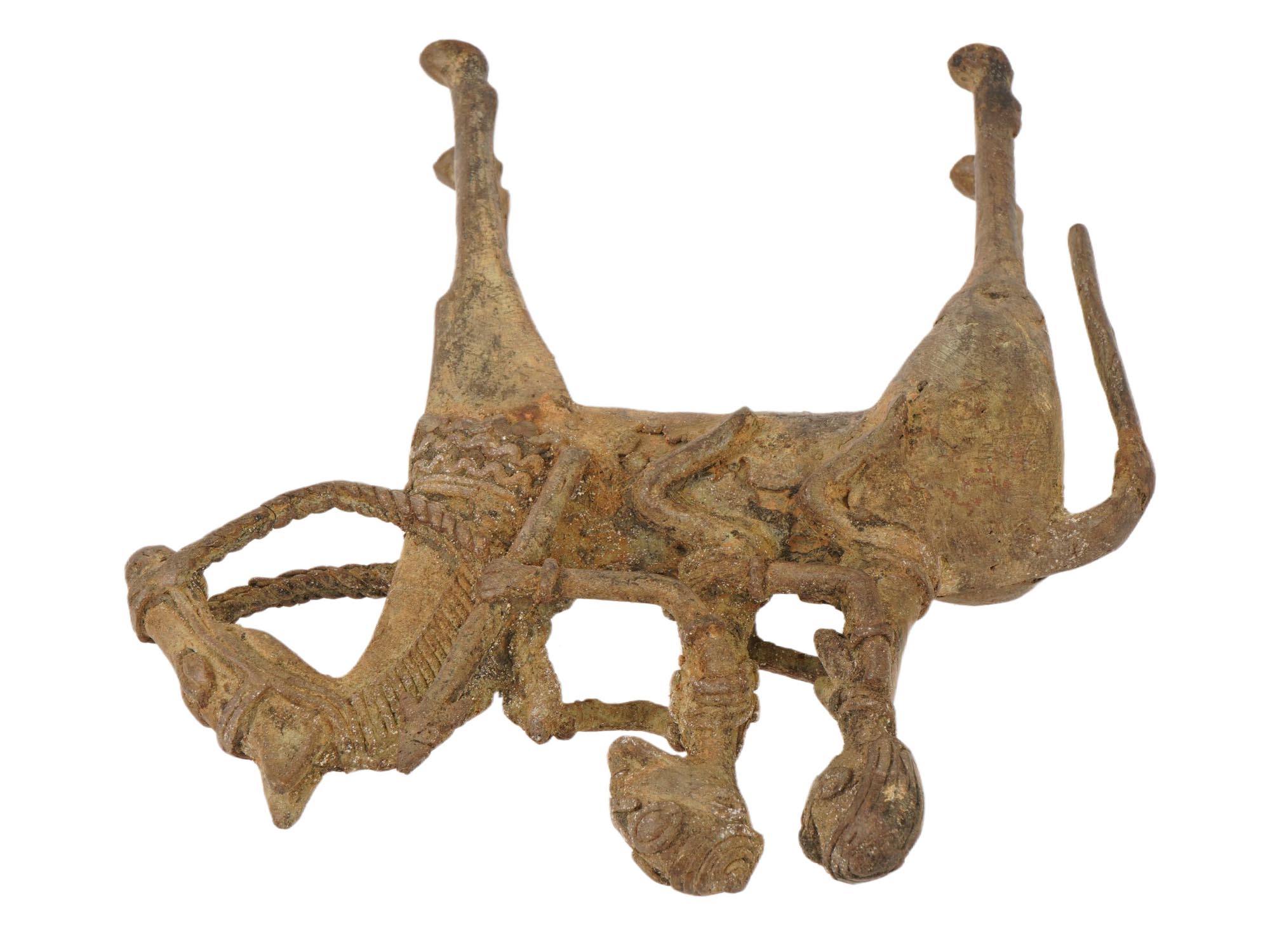 WEST AFRICAN DOGON BRONZE HORSE RIDERS FIGURINE PIC-4