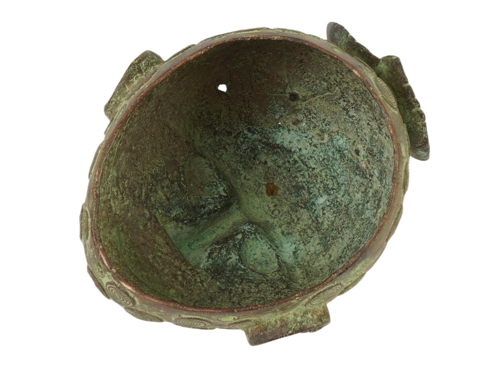 CENTRAL AFRICAN CAMEROON BRONZE TIKAR HELMET MASK PIC-1