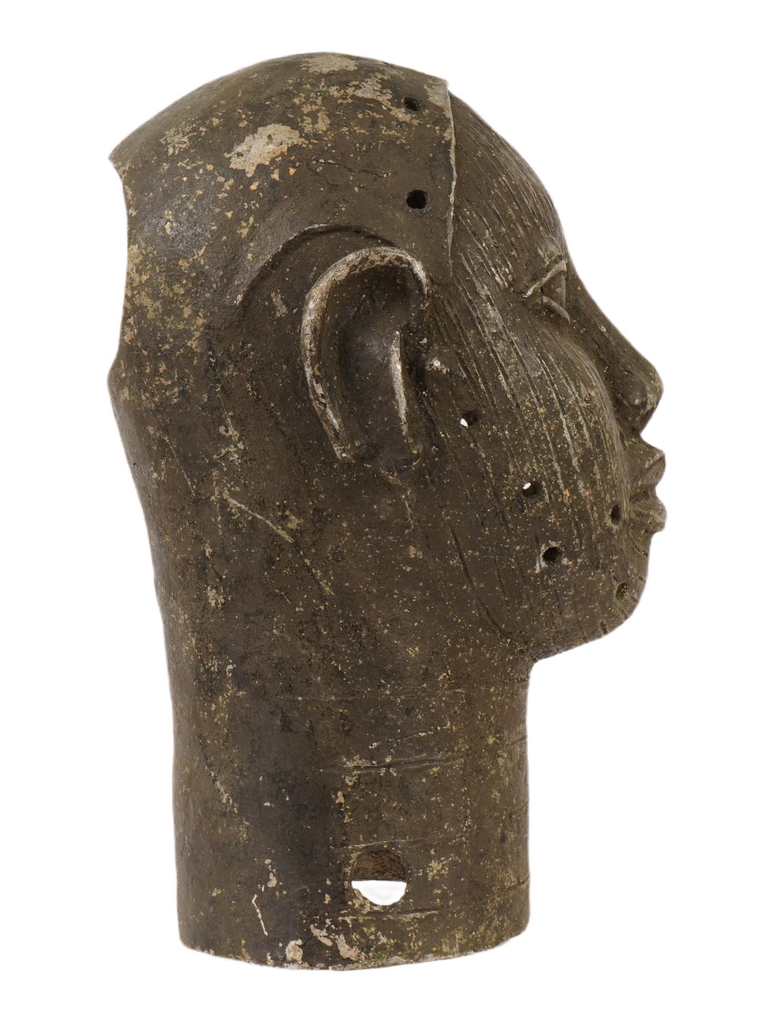 WEST AFRICAN NIGERIAN BENIN ALUMINUM IFE HEAD MASK PIC-3