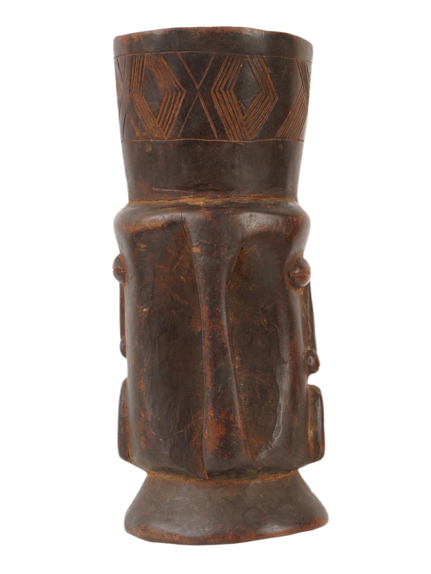 AFRICAN HAND CARVED WOODEN KUBA CEREMONIAL CUP PIC-4