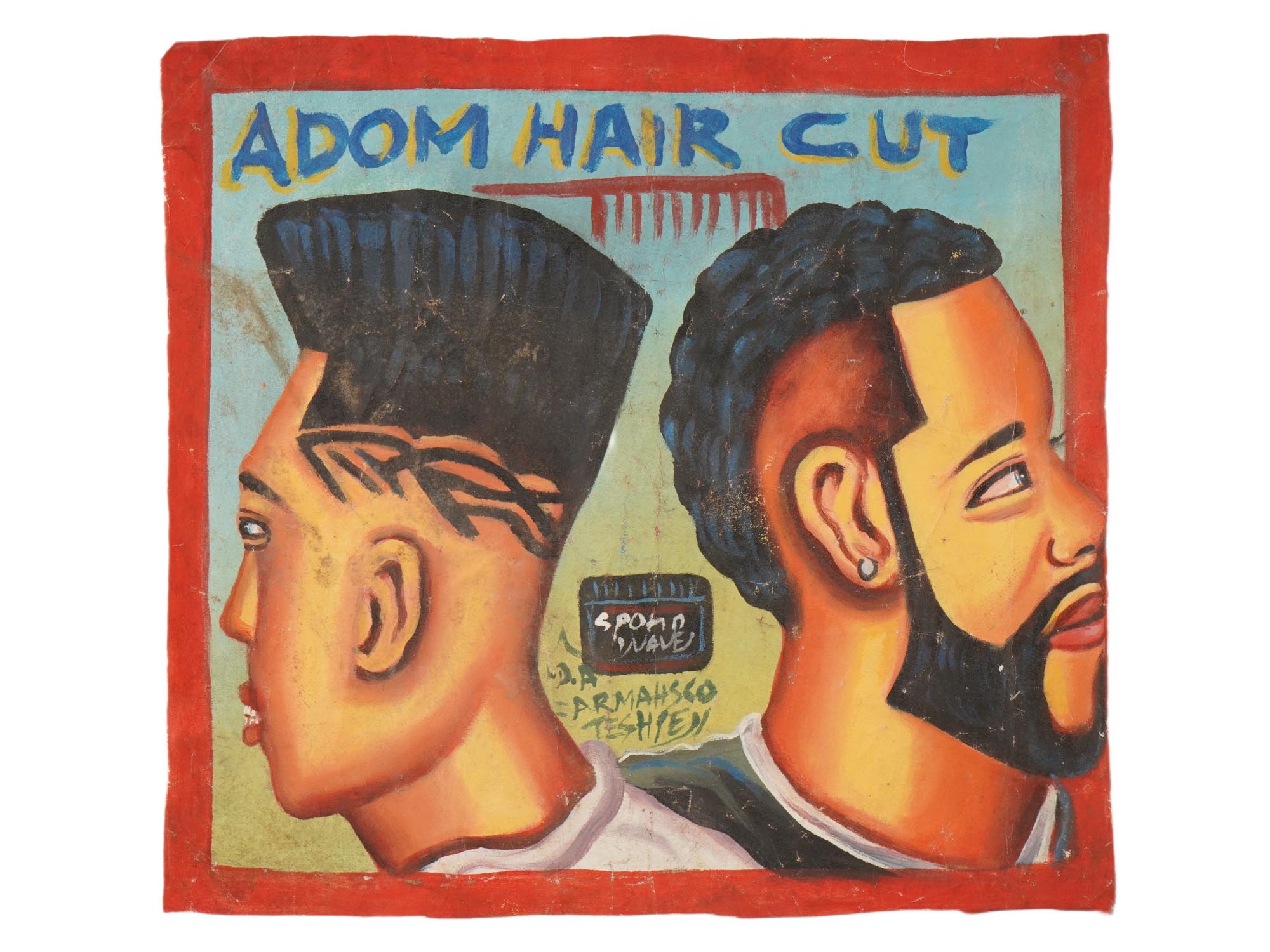 GHANAIAN OIL PAINTING BARBERSHOP SIGN BY ARMAHSCO PIC-