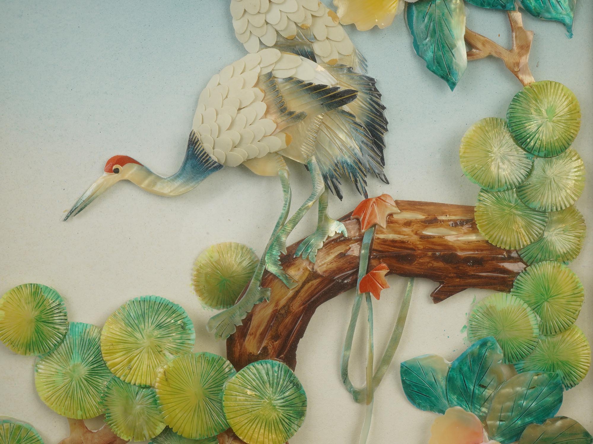 VINTAGE CHINESE CARVED MOTHER OF PEARL WALL PANELS PIC-4