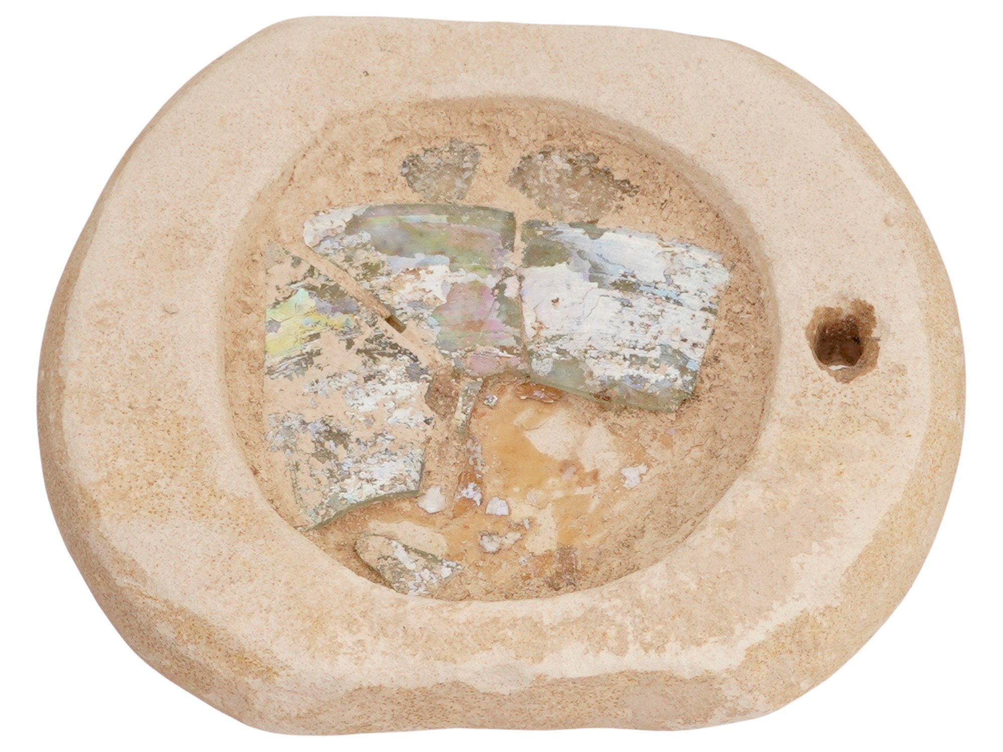 ANCIENT ROMAN STONE AND GLASS MIRROR W CIRCULAR CENTER PIC-1