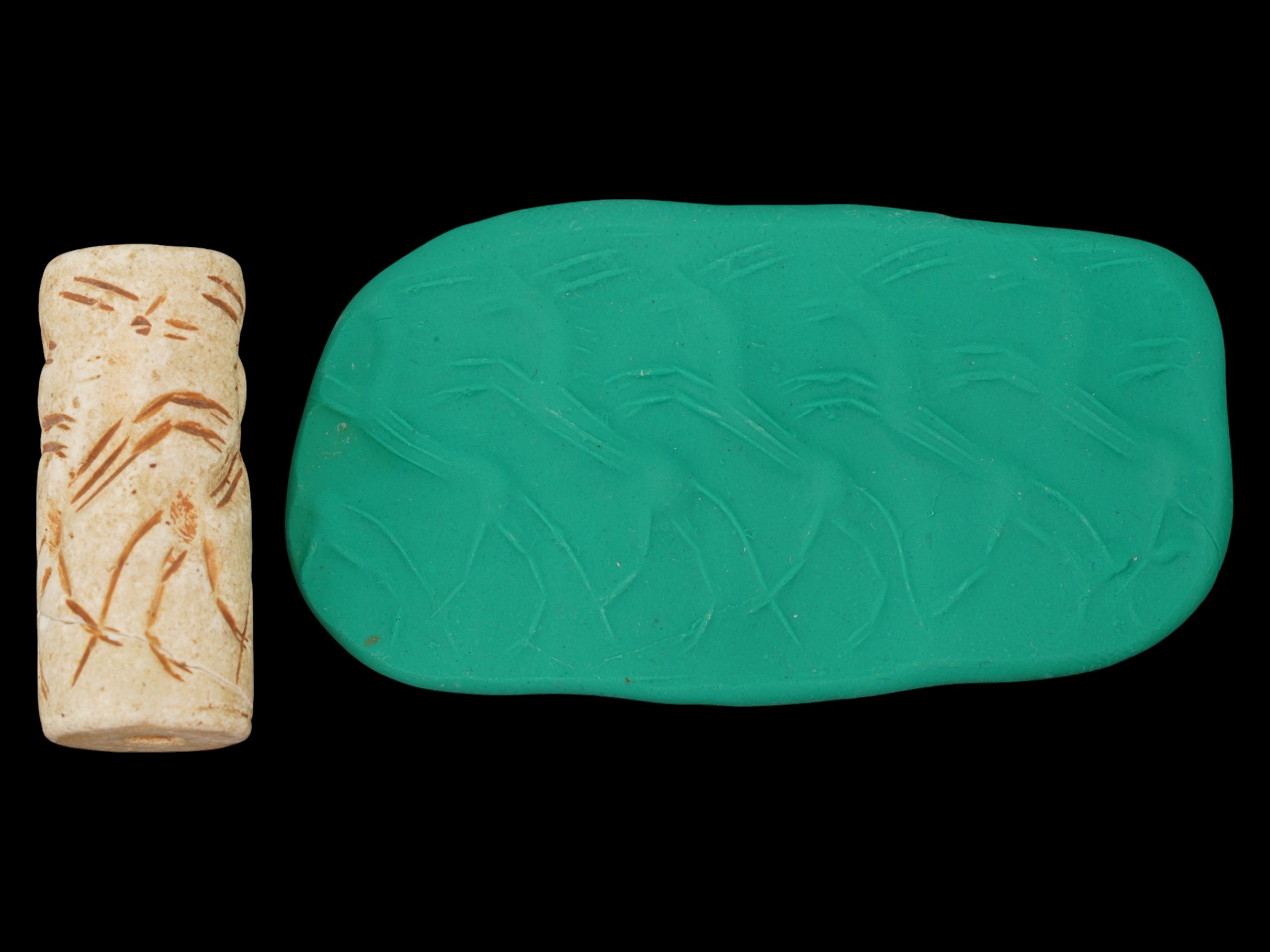 LARGE ANCIENT WESTERN ASIATIC STONE CYLINDER SEAL BEAD PIC-