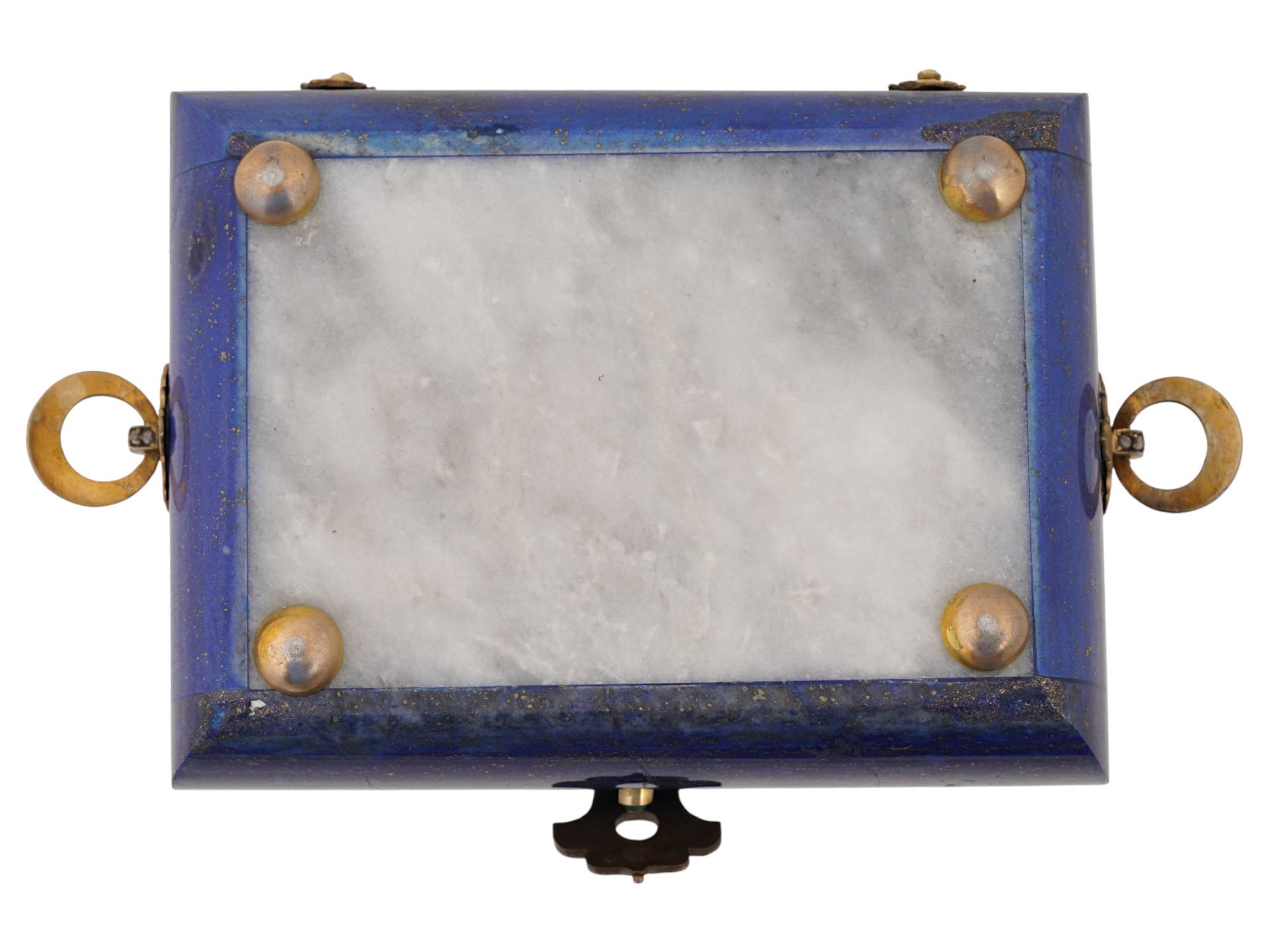 RUSSIAN SILVER ENAMEL LAPIS LAZULI DIAMOND GEMSTONE BOX PIC-8