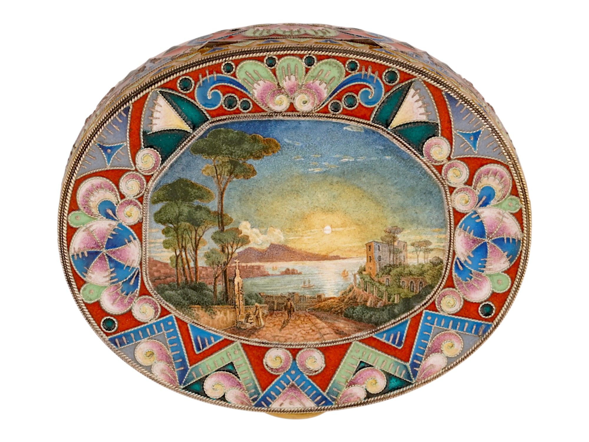 RUSSIAN SILVER ENAMEL CASKET BOX W MINIATURE PAINTING PIC-5