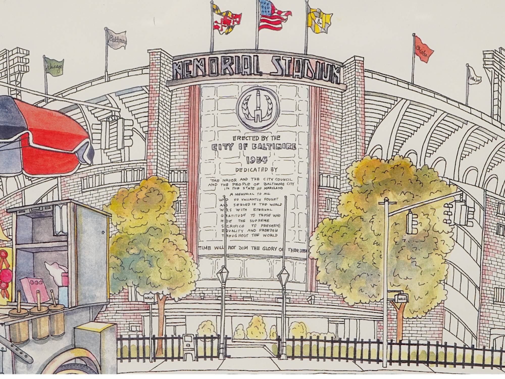 BALTIMORES MEMORIAL STADIUM PRINT BY ENID ROMANEK PIC-1