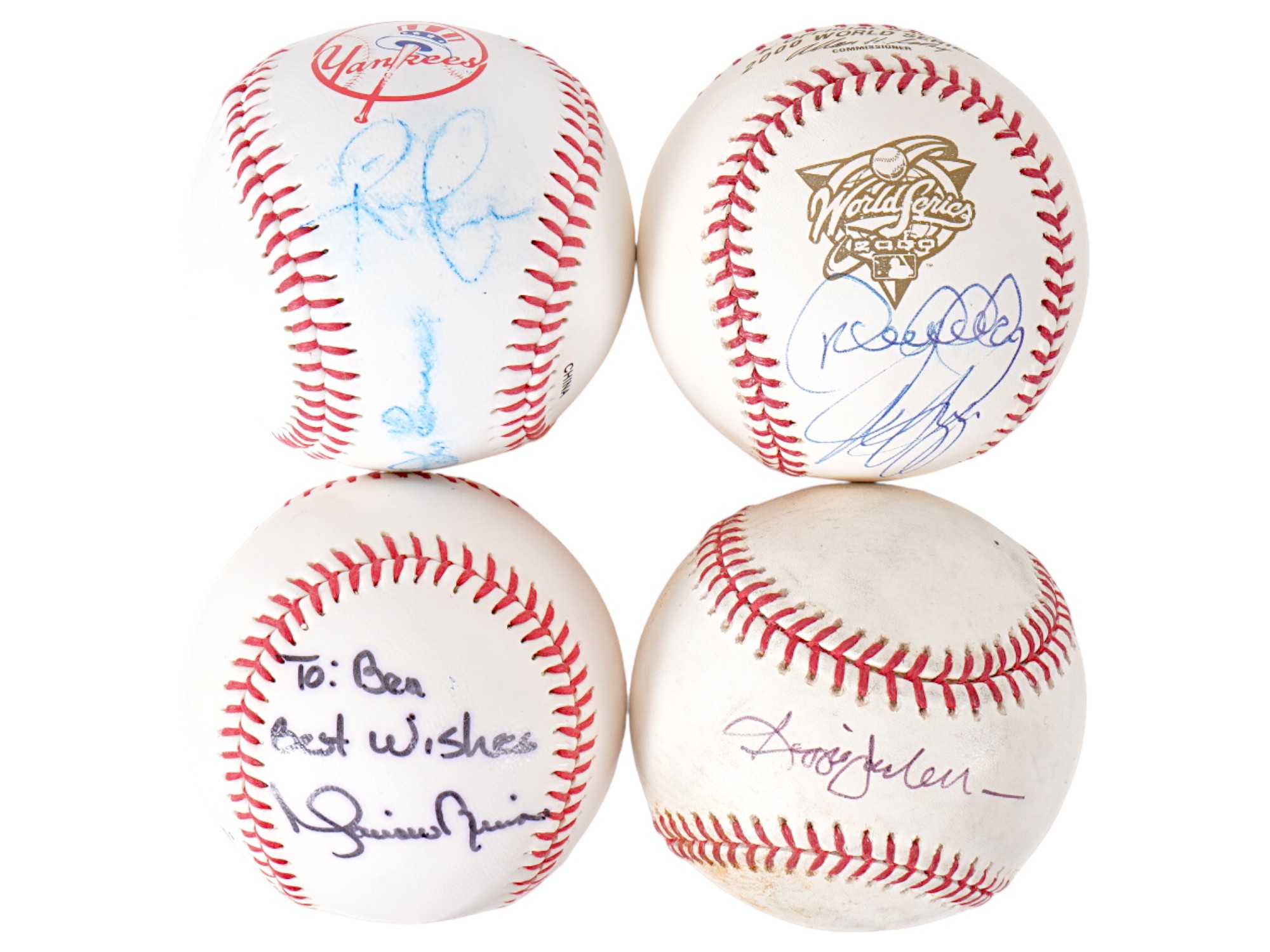 LOT OF 4 AUTOGRAPHED BASEBALLS IN CASES PIC-