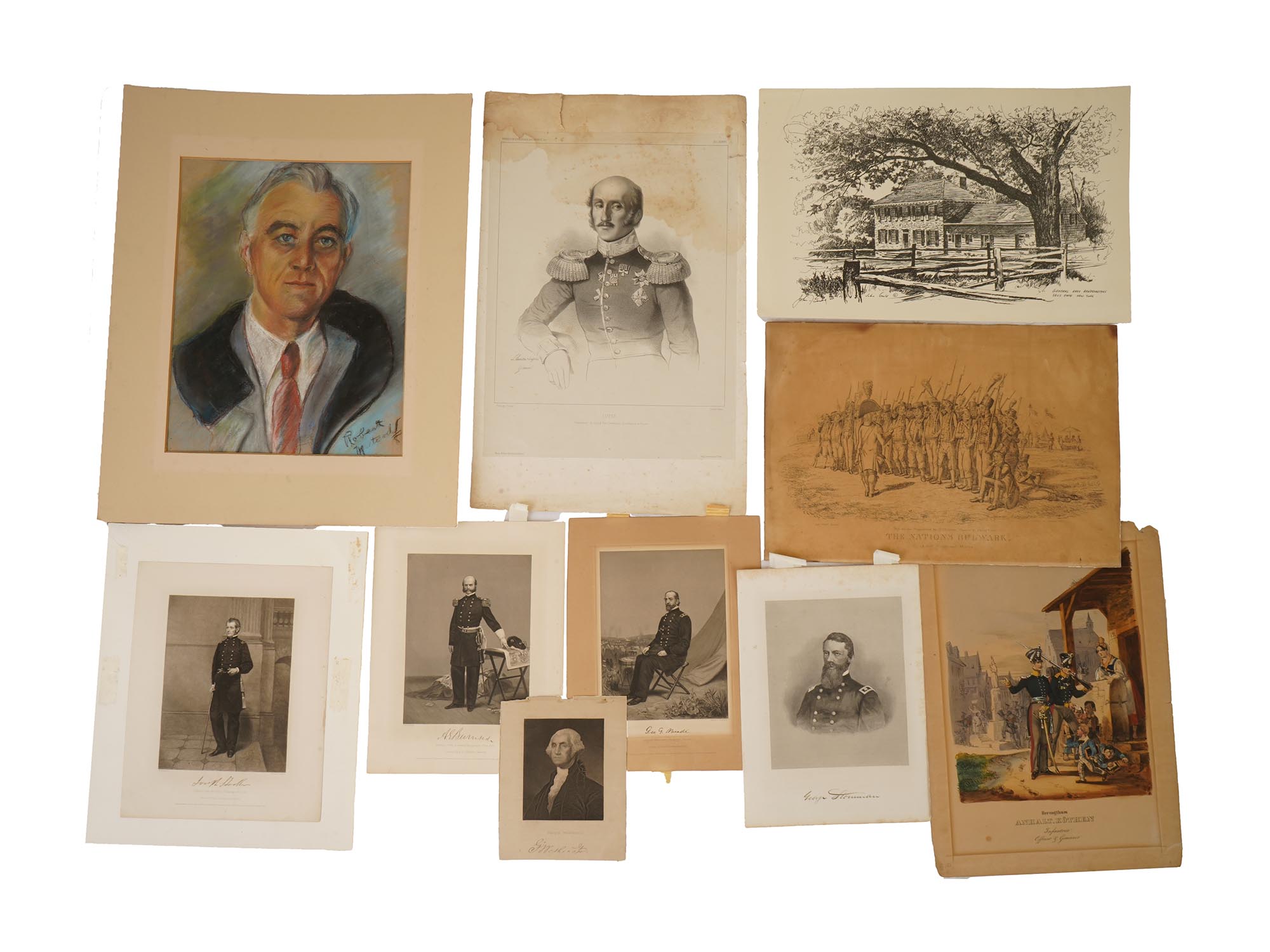 ANTIQUE AMERICAN PRESIDENTIAL MILITARY WORKS ON PAPER PIC-