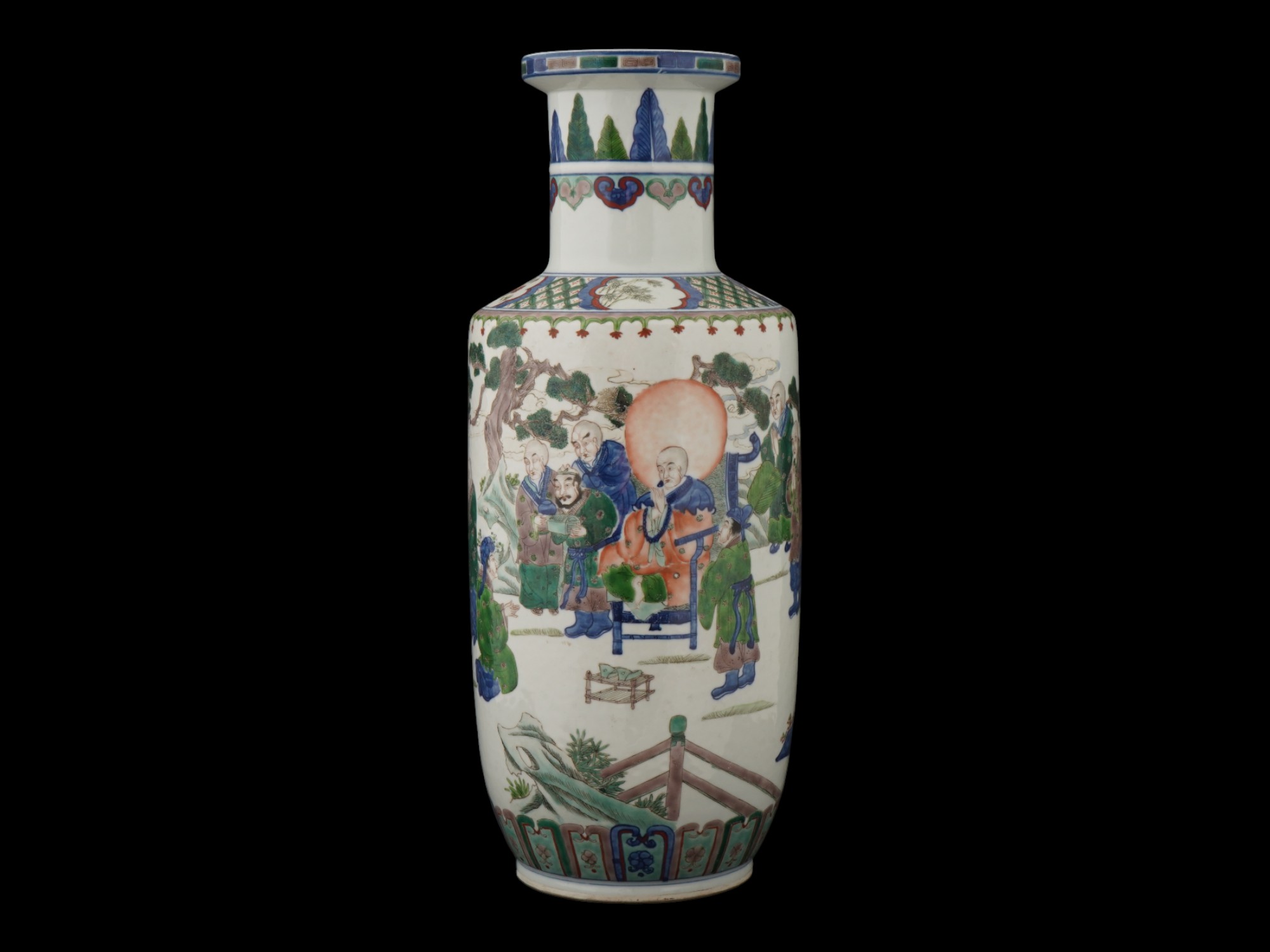 ANTIQUE CHINESE FAMILLE VERTE WUCAI PORCELAIN VASE PIC-3