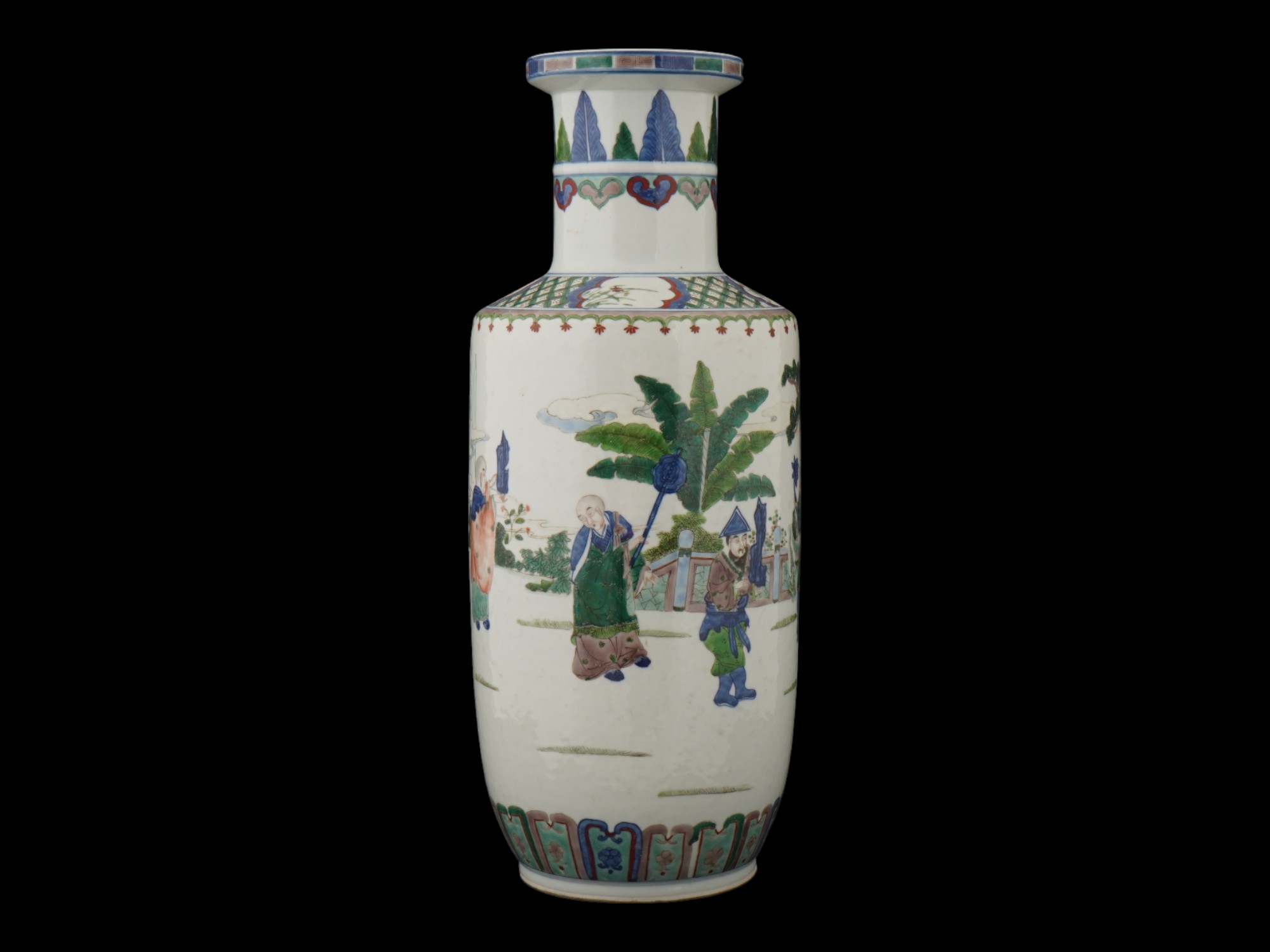 ANTIQUE CHINESE FAMILLE VERTE WUCAI PORCELAIN VASE PIC-1