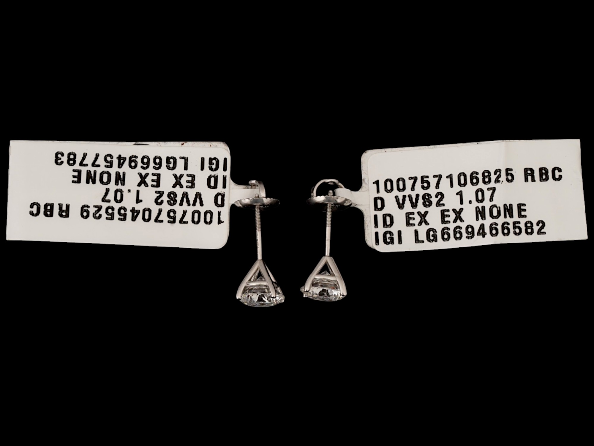 14K WHITE GOLD 2 CARAT LAB GROWN DIAMOND EARRINGS PIC-4