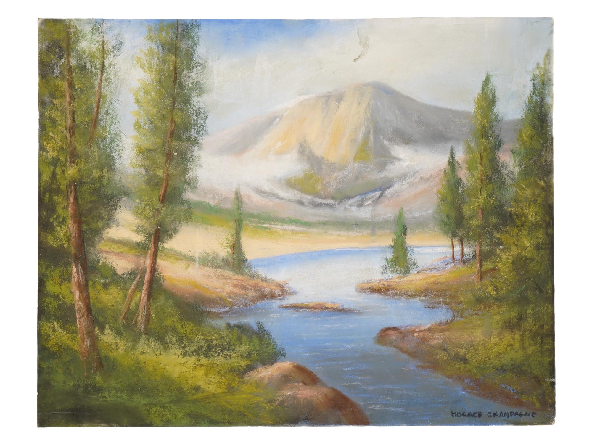 HORACE CHAMPAGNE CANADIAN LANDSCAPE PASTEL PAINTING PIC-