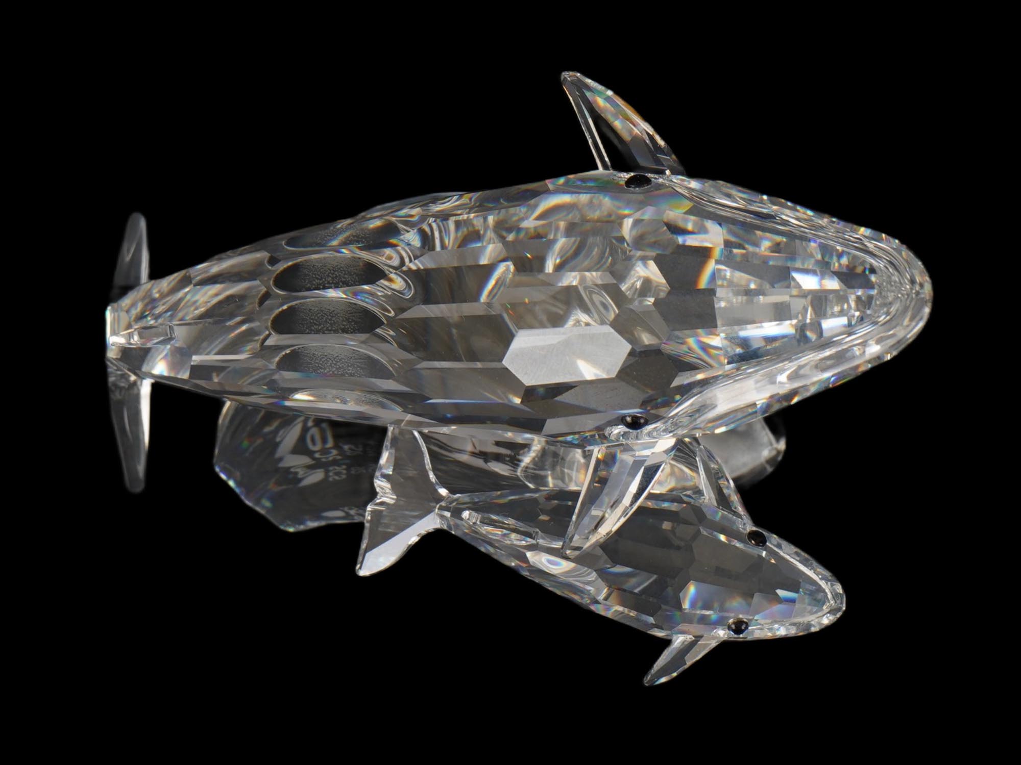 SWAROVSKI CLEAR FACETED CRYSTAL WHALES FIGURINE PIC-7