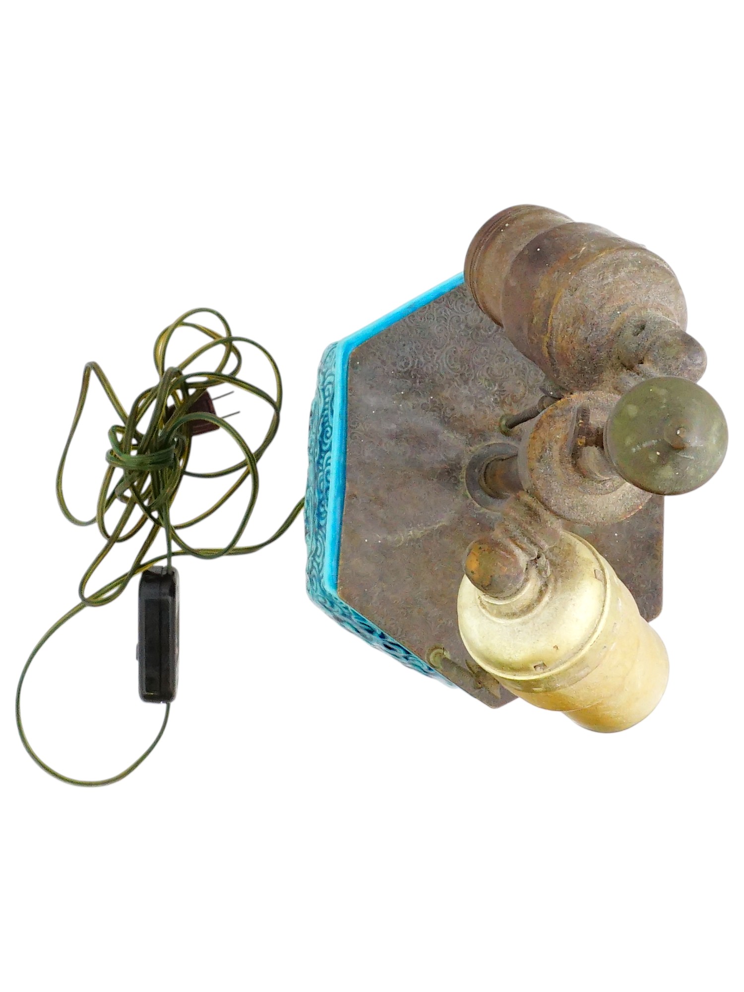 ANTIQUE CHINESE GLAZED PORCELAIN VASE TABLE LAMP PIC-4