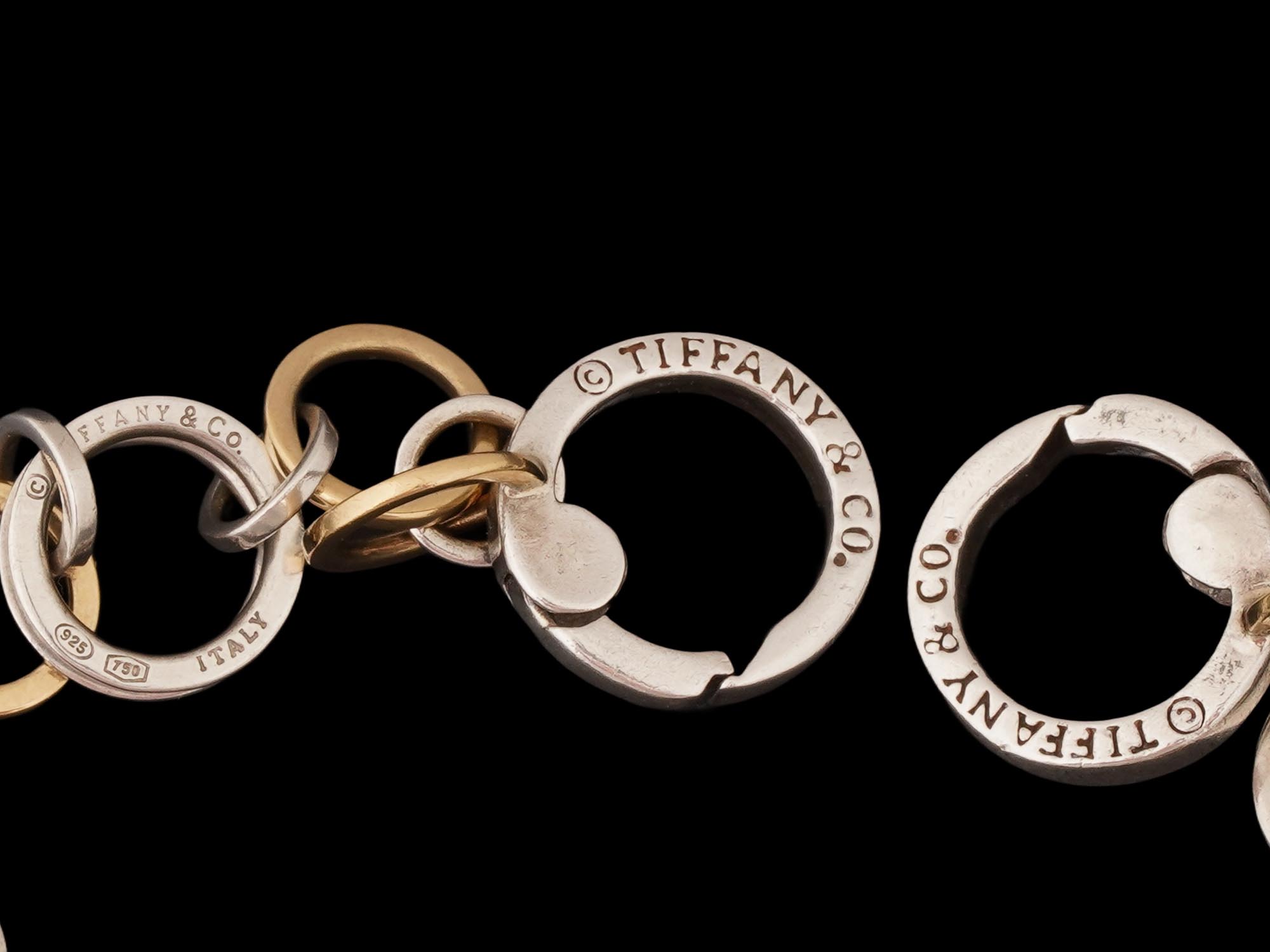 TIFFANY AND CO SILVER 18K GOLD CHAIN BRACELET W POUCH PIC-5